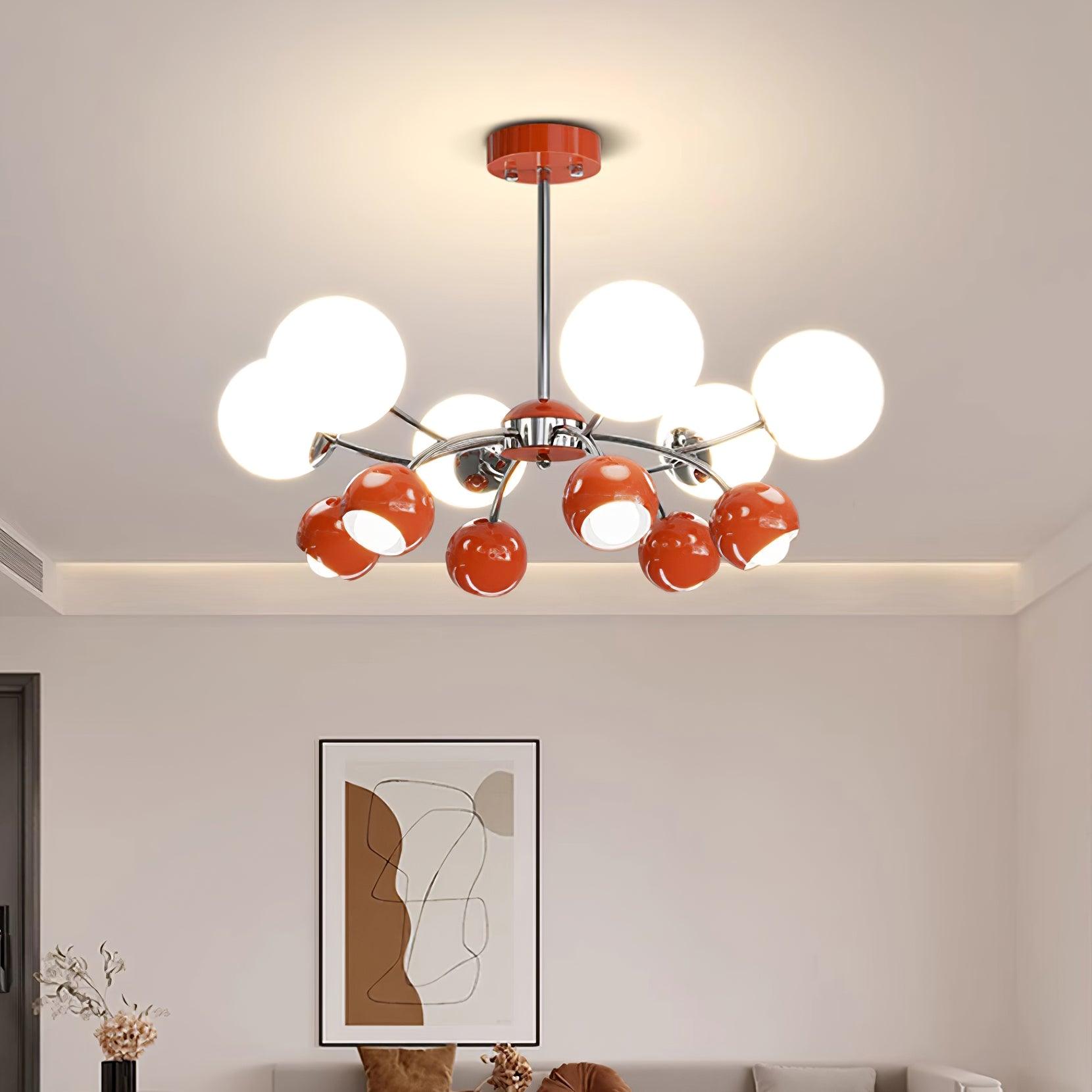 Chandelier Glass Metal Dome Petal Shades Minimalist Ambient Glow - Lamp Copper