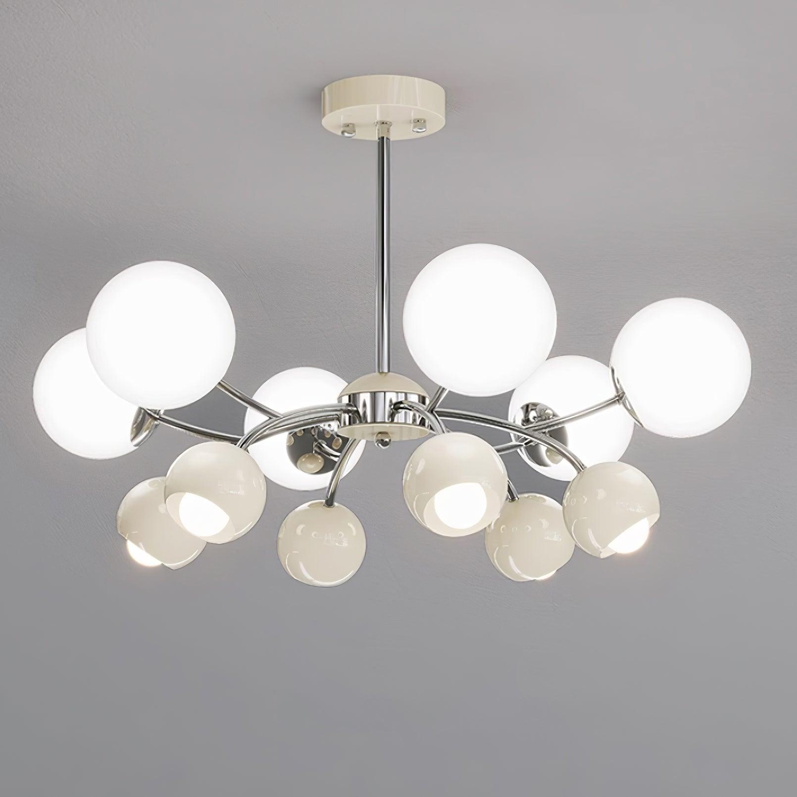 Chandelier Glass Metal Dome Petal Shades Minimalist Ambient Glow - Lamp Copper