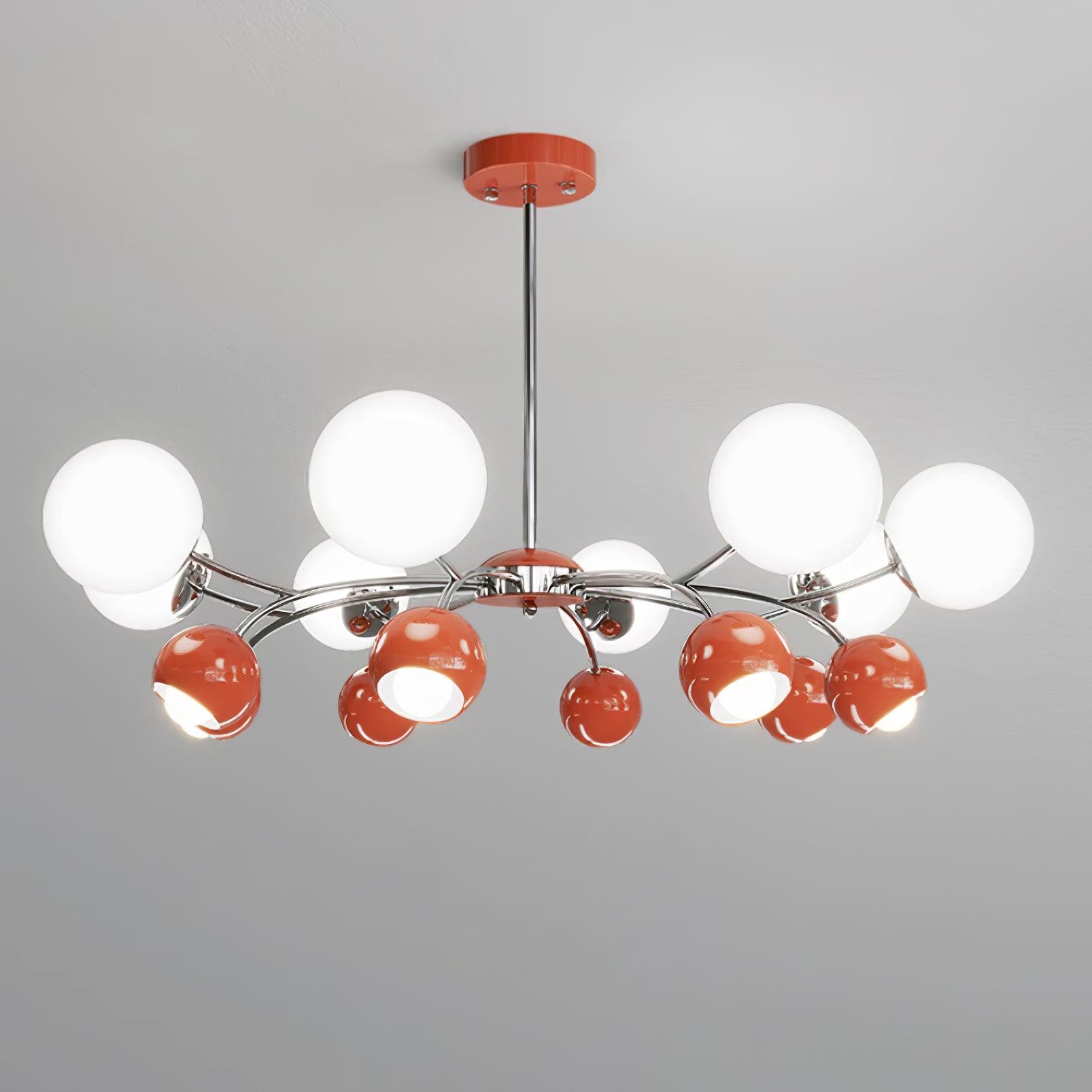 Chandelier Glass Metal Dome Petal Shades Minimalist Ambient Glow - Lamp Copper