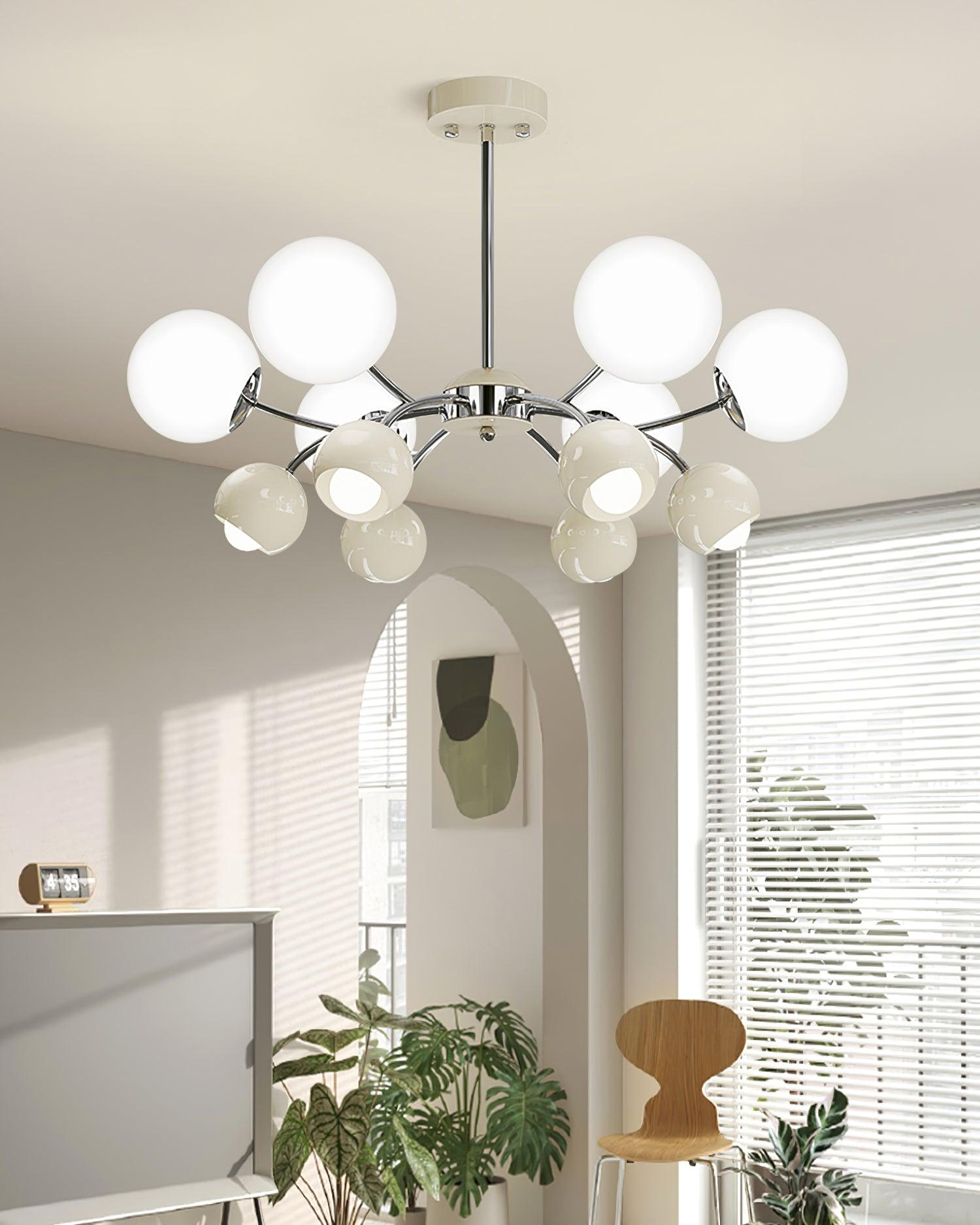 Chandelier Glass Metal Dome Petal Shades Minimalist Ambient Glow - Lamp Copper
