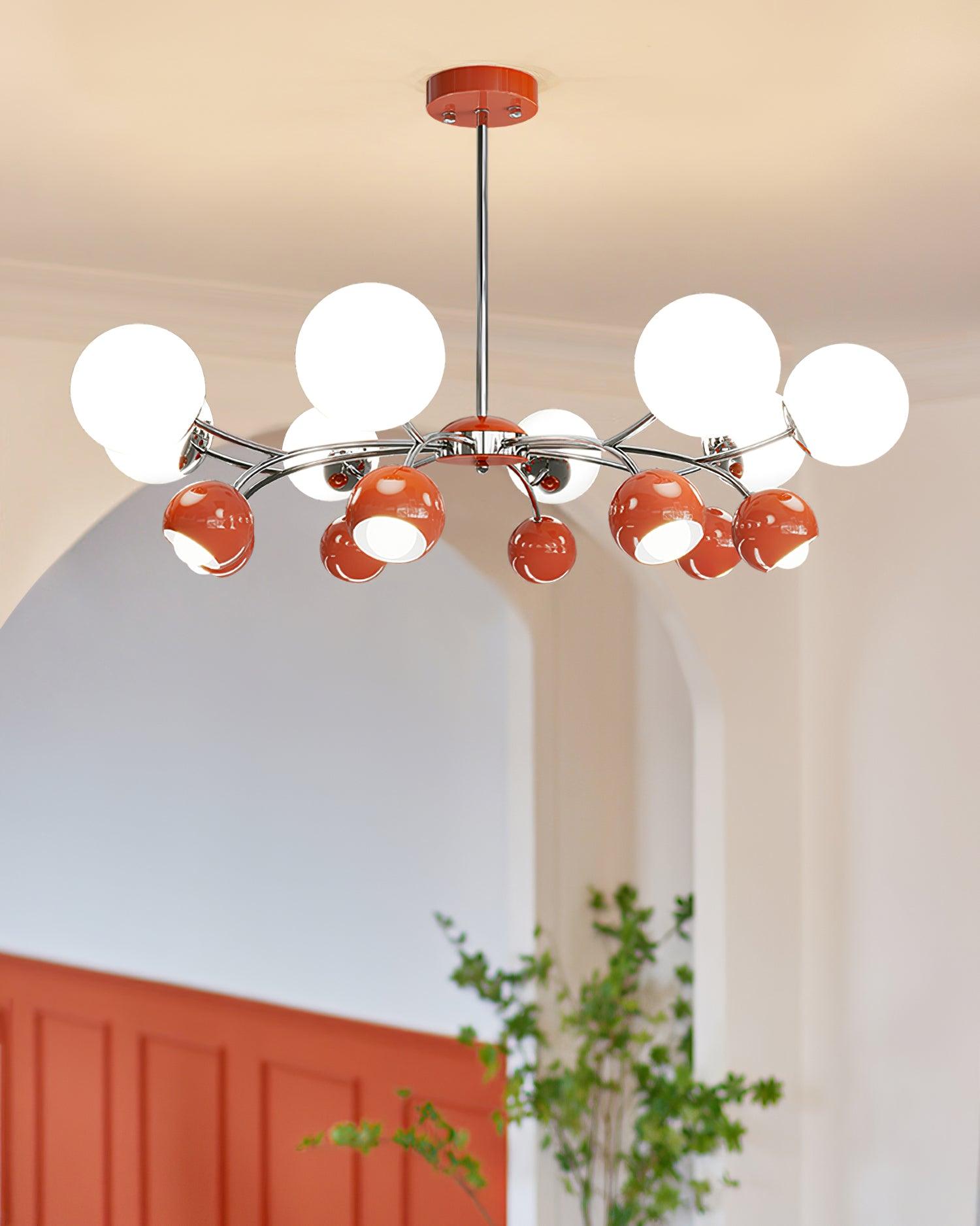 Chandelier Glass Metal Dome Petal Shades Minimalist Ambient Glow - Lamp Copper