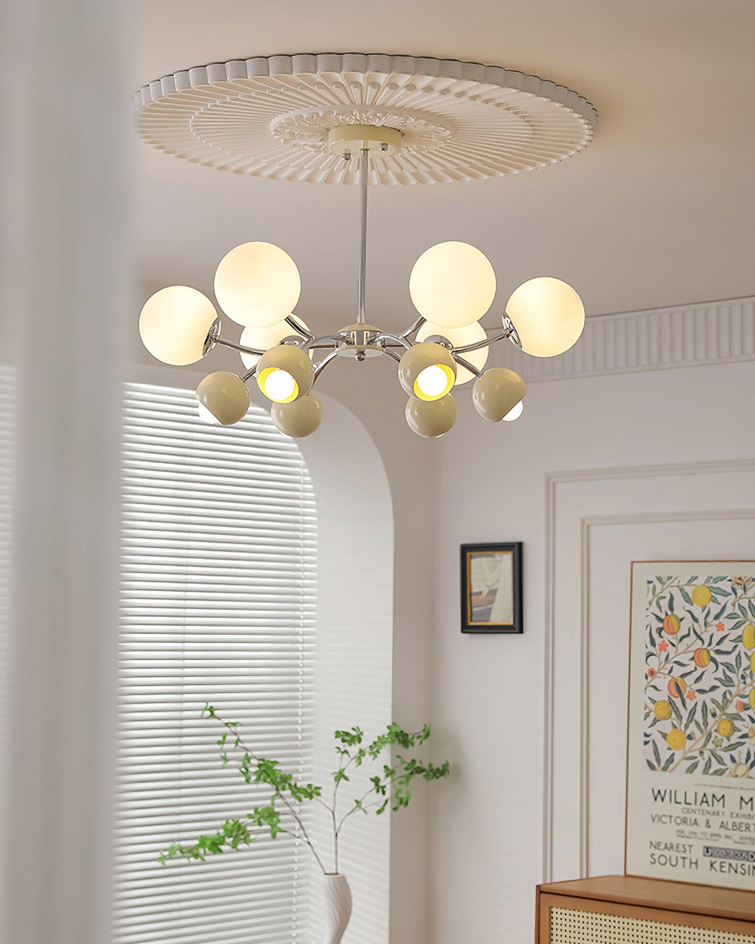 Chandelier Glass Metal Dome Petal Shades Minimalist Ambient Glow - Lamp Copper