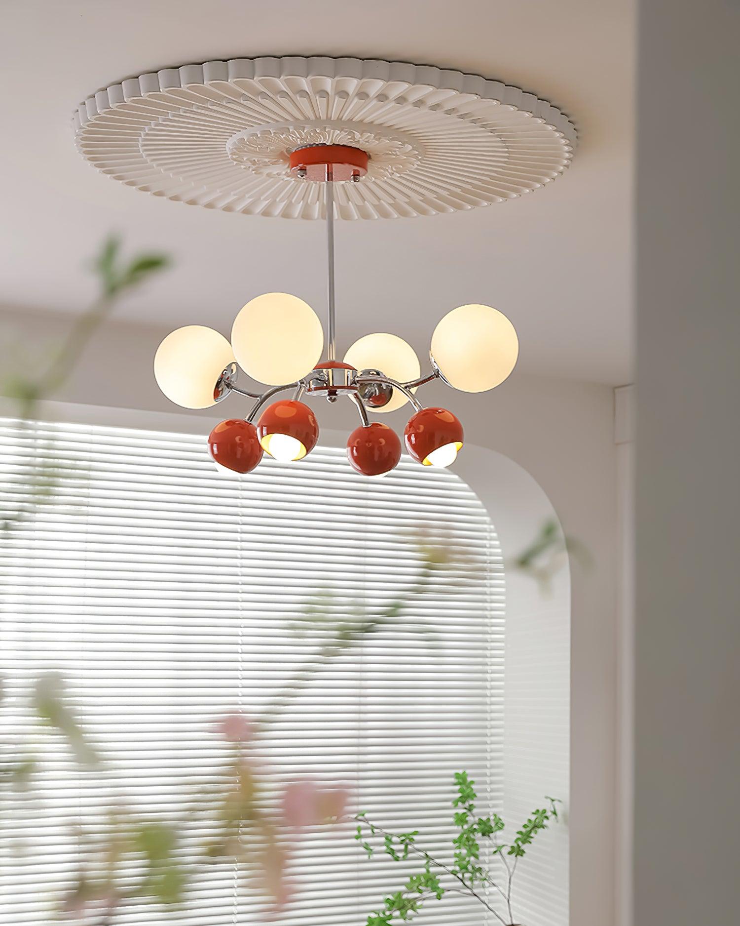 Chandelier Glass Metal Dome Petal Shades Minimalist Ambient Glow - Lamp Copper