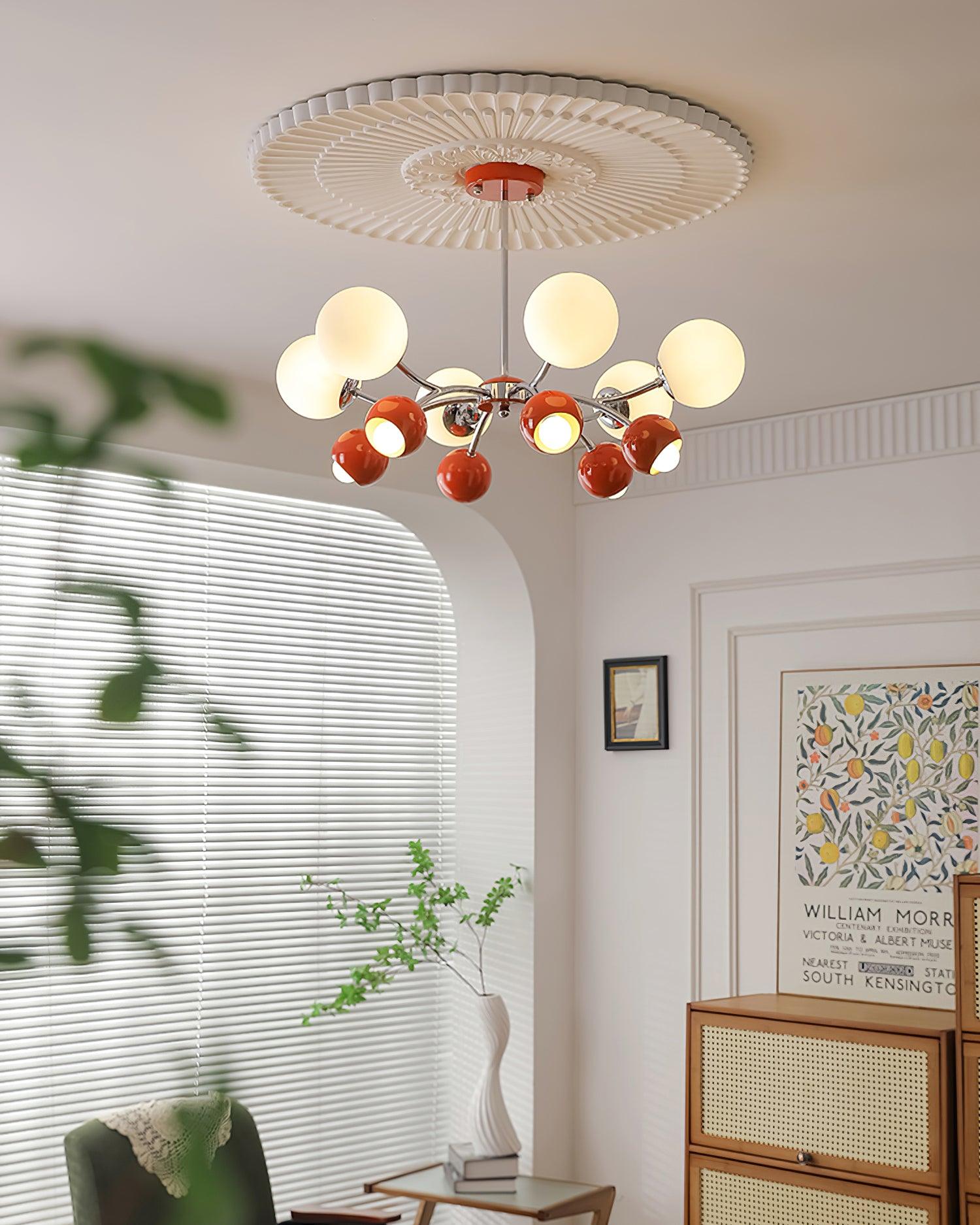 Chandelier Glass Metal Dome Petal Shades Minimalist Ambient Glow - Lamp Copper