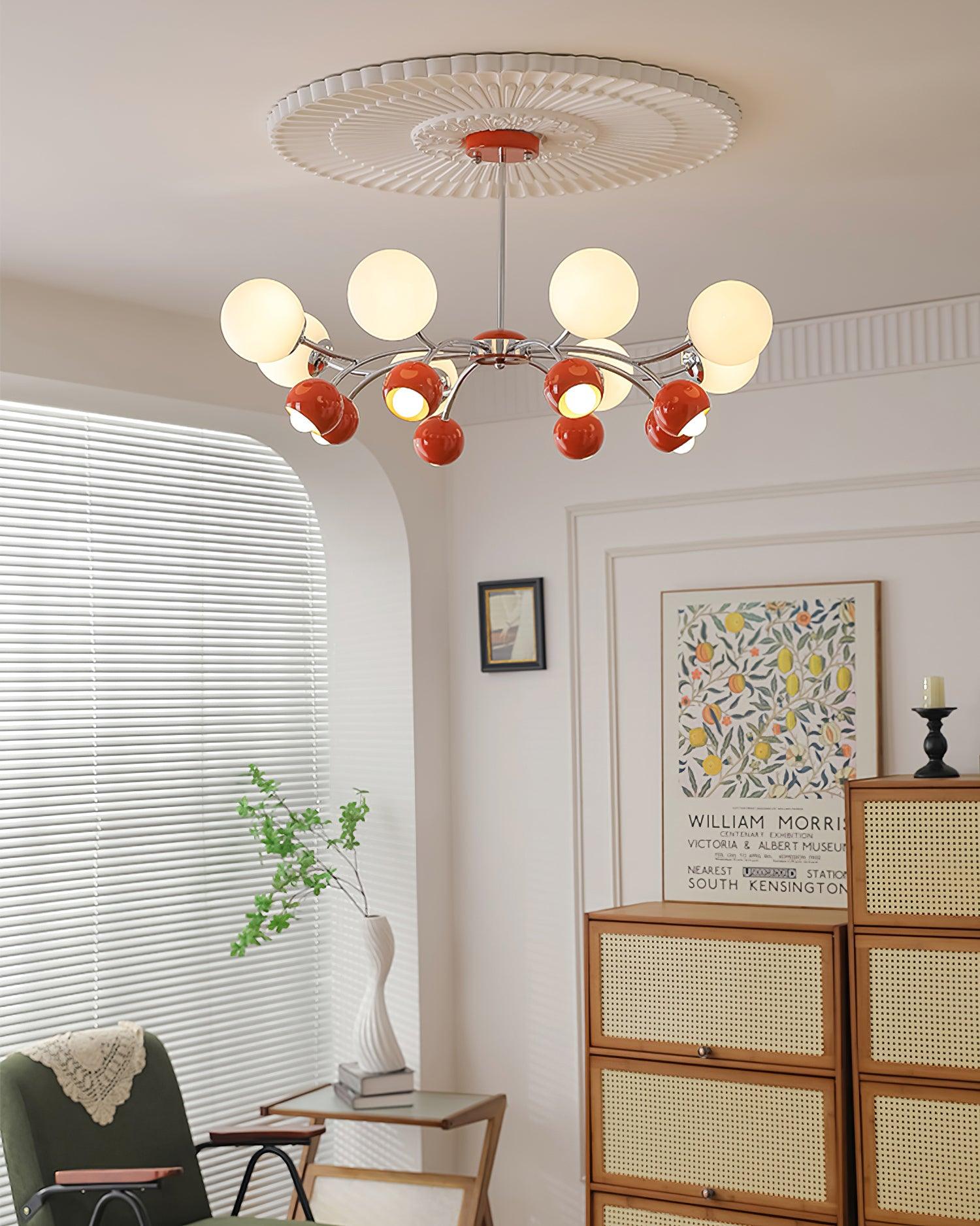 Chandelier Glass Metal Dome Petal Shades Minimalist Ambient Glow - Lamp Copper