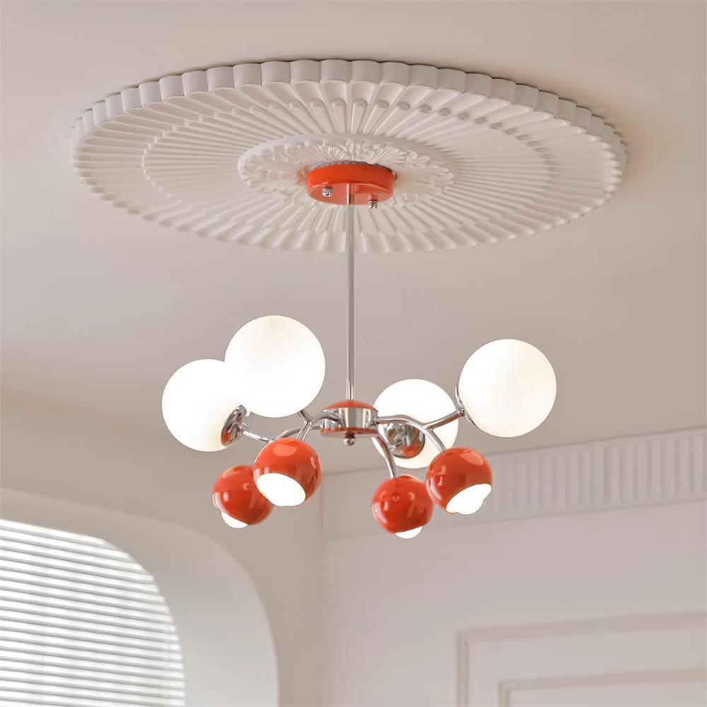 Chandelier Glass Metal Dome Petal Shades Minimalist Ambient Glow - Lamp Copper