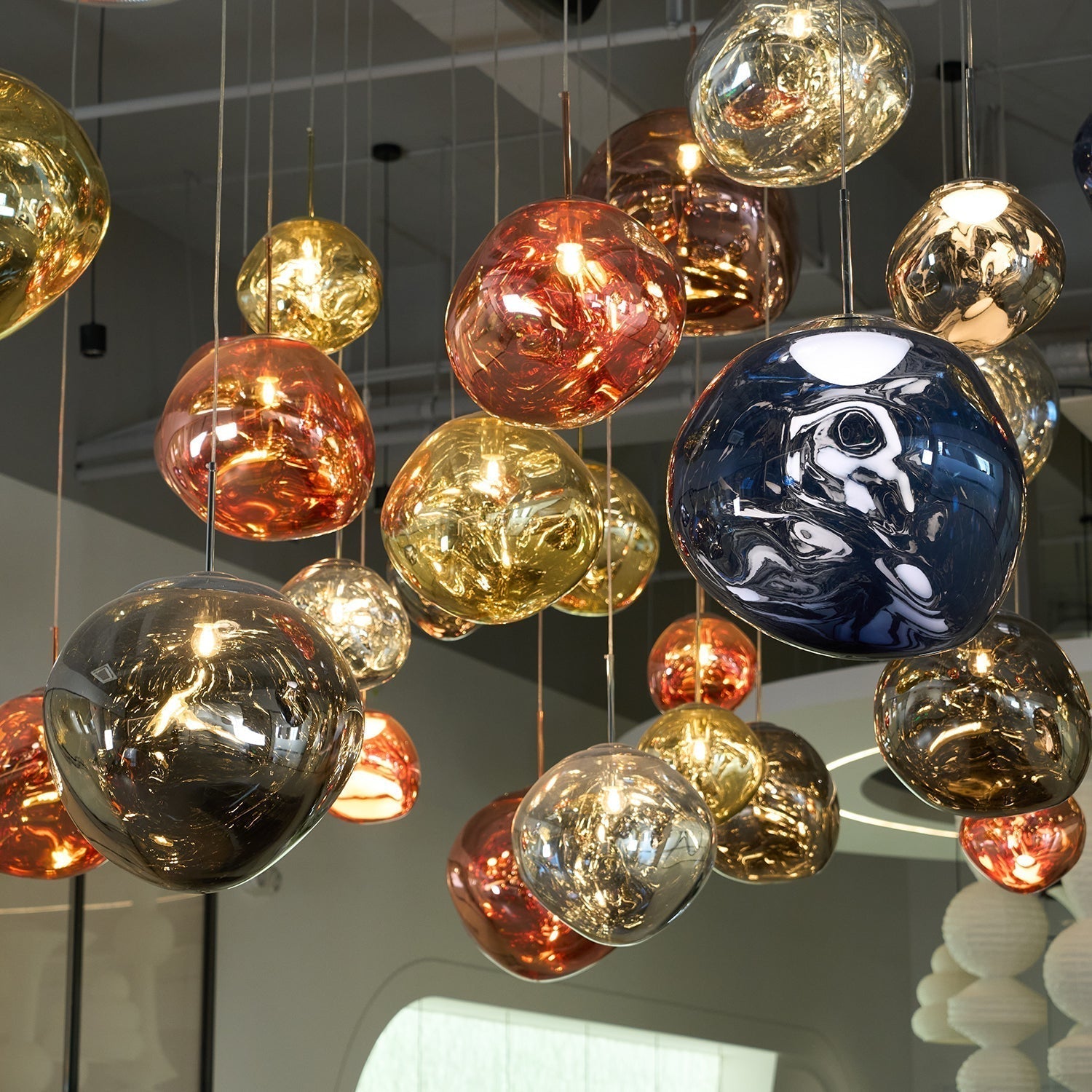 Solara Pendant Lamp Blown Glass Irregular Cluster Sculptural - Lamp Copper