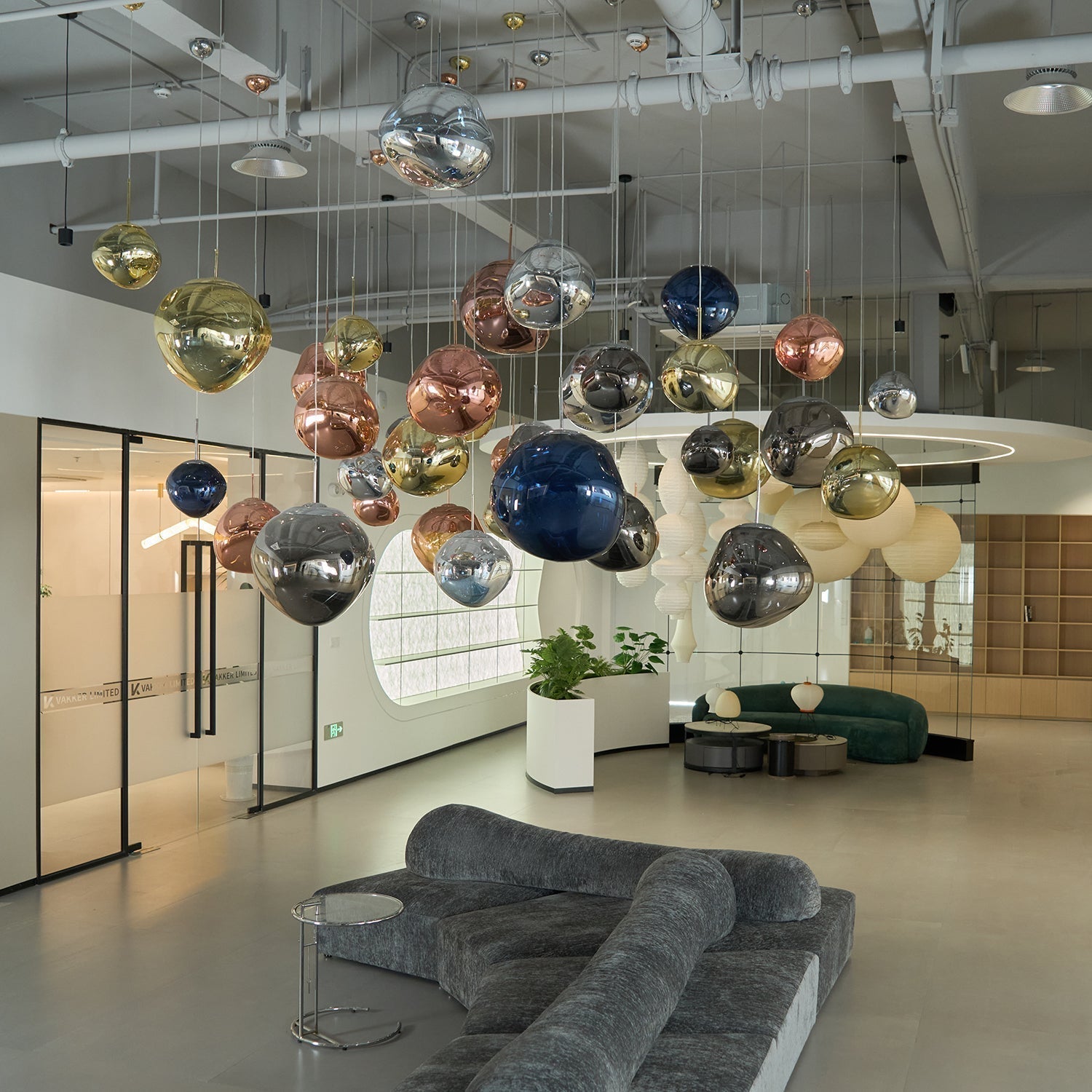 Solara Pendant Lamp Blown Glass Irregular Cluster Sculptural - Lamp Copper