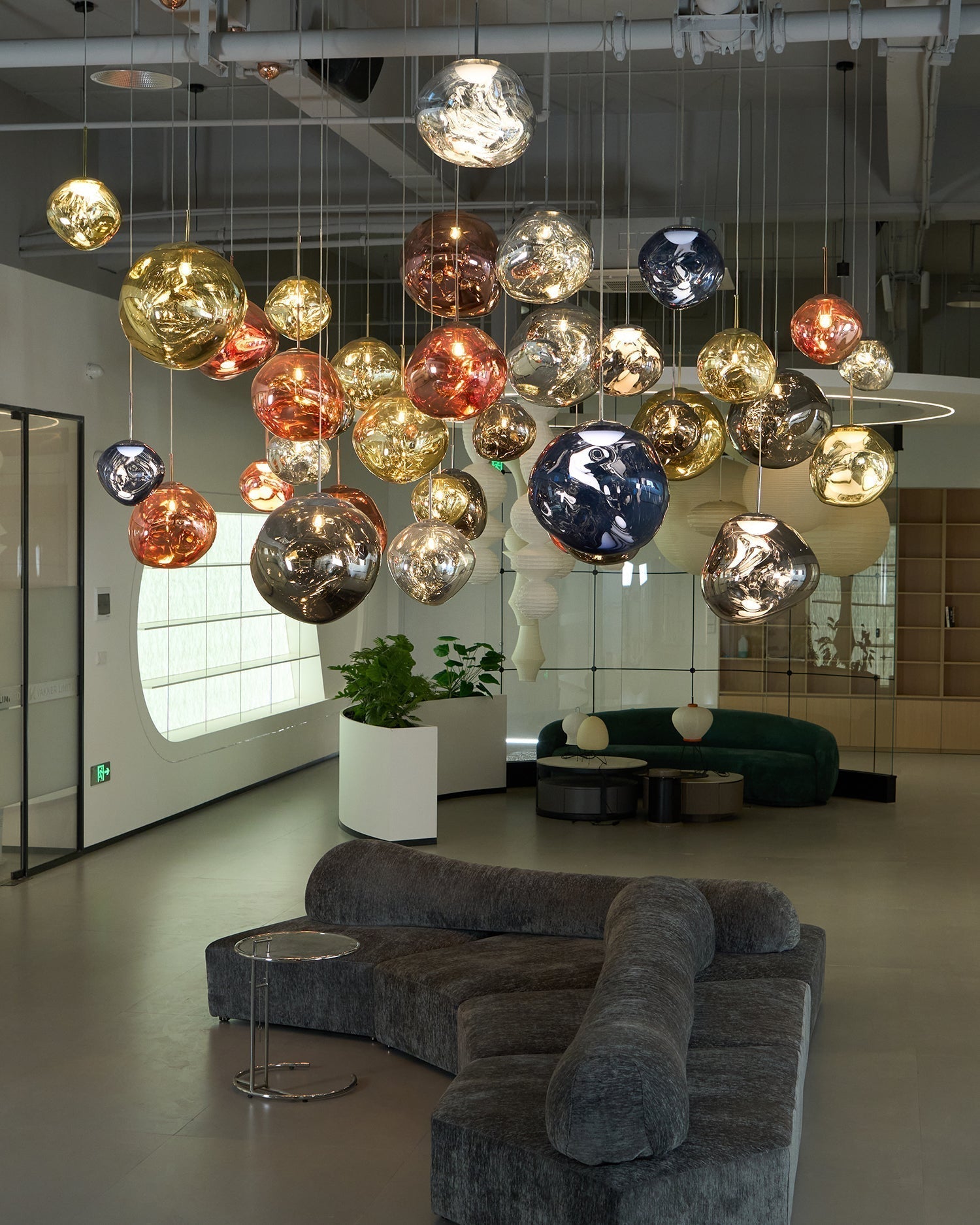 Solara Pendant Lamp Blown Glass Irregular Cluster Sculptural - Lamp Copper