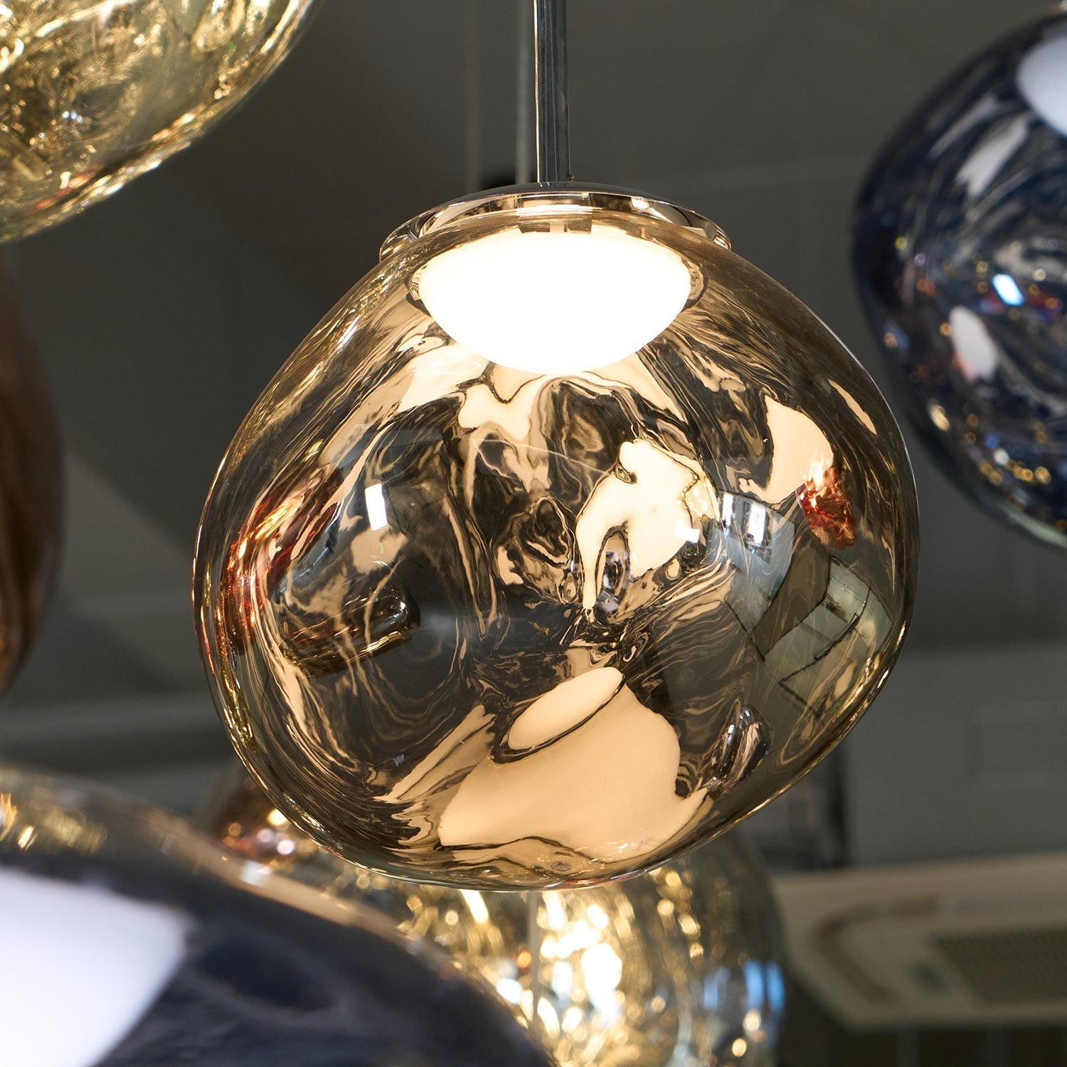 Solara Pendant Lamp Blown Glass Irregular Cluster Sculptural - Lamp Copper