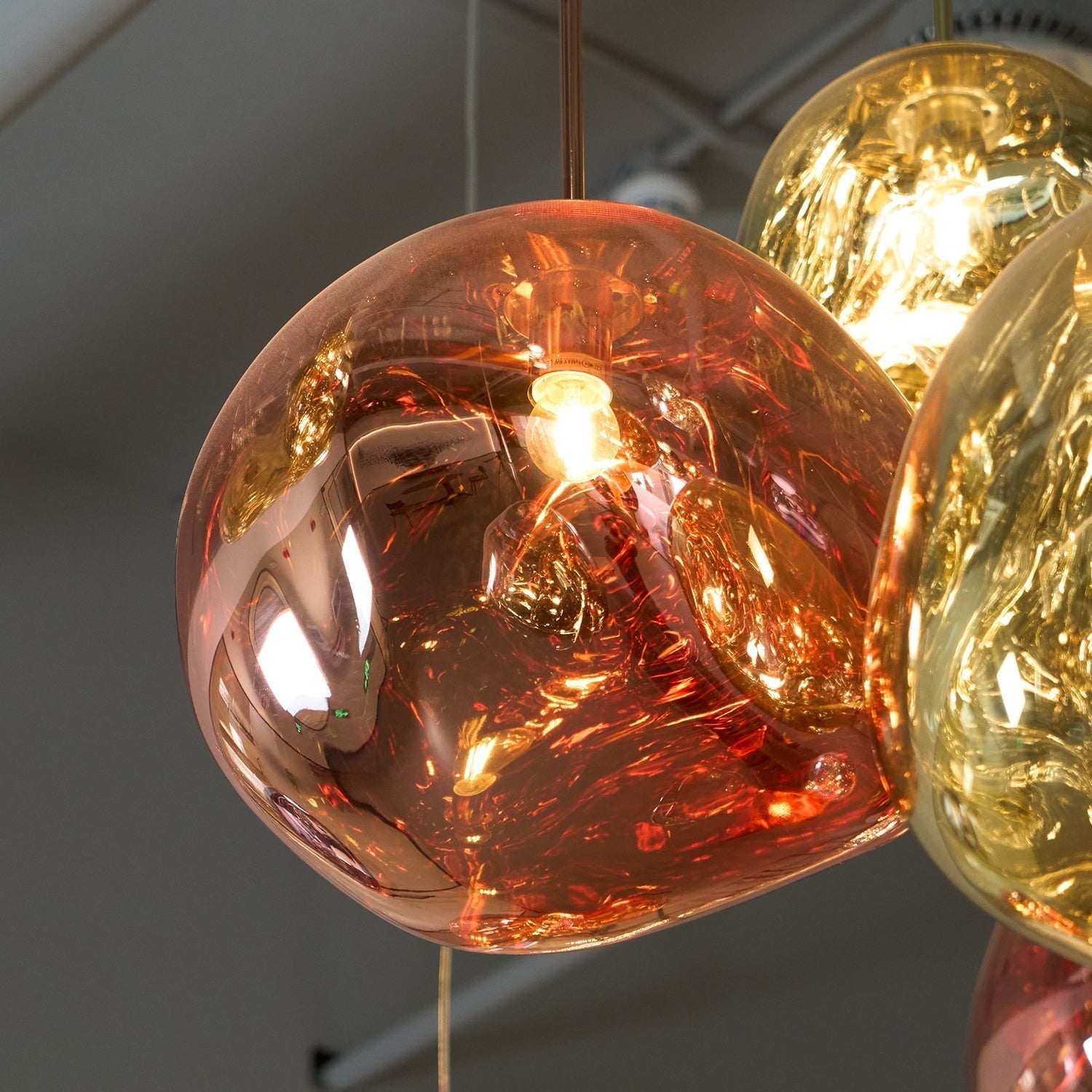 Solara Pendant Lamp Blown Glass Irregular Cluster Sculptural - Lamp Copper
