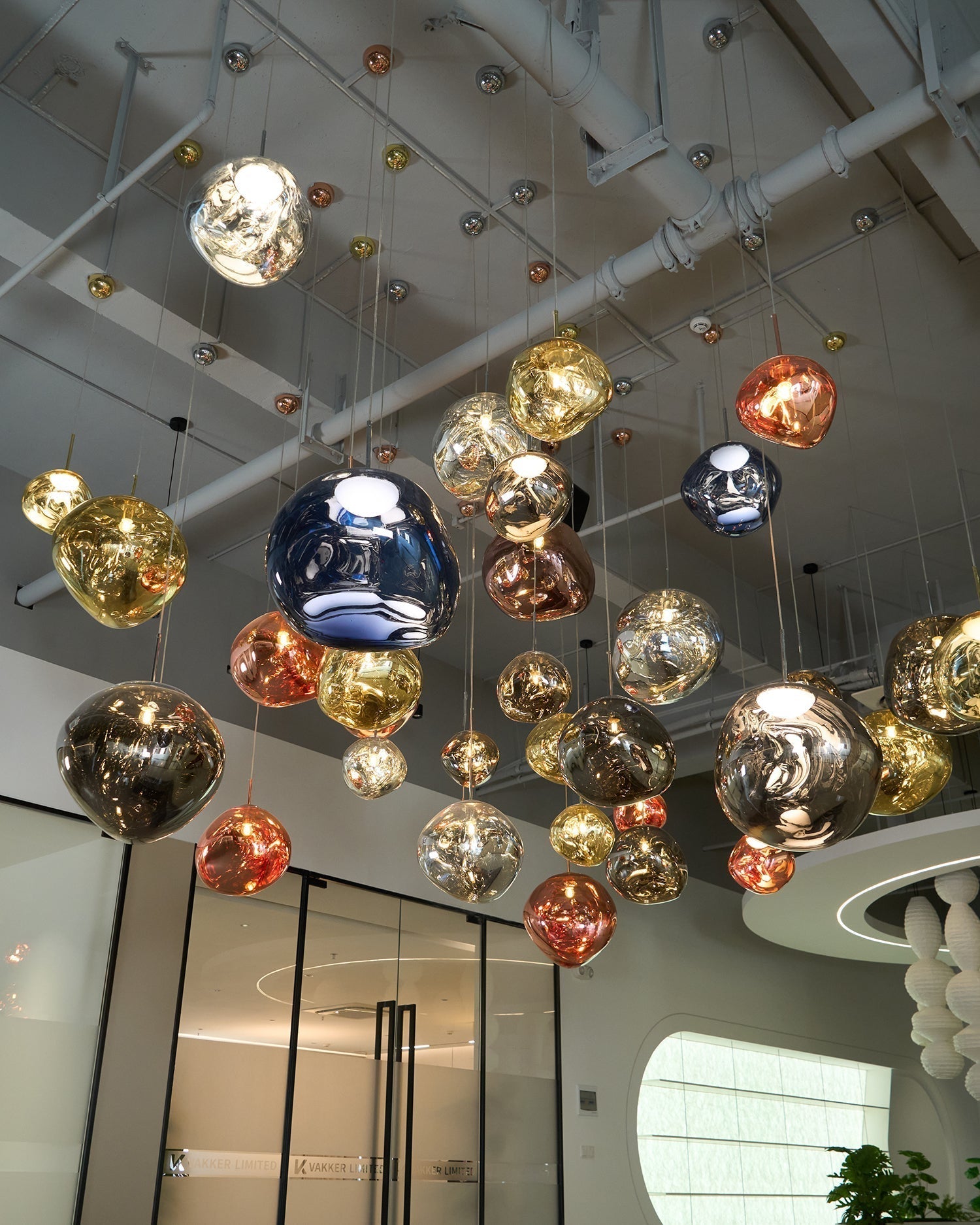 Solara Pendant Lamp Blown Glass Irregular Cluster Sculptural - Lamp Copper