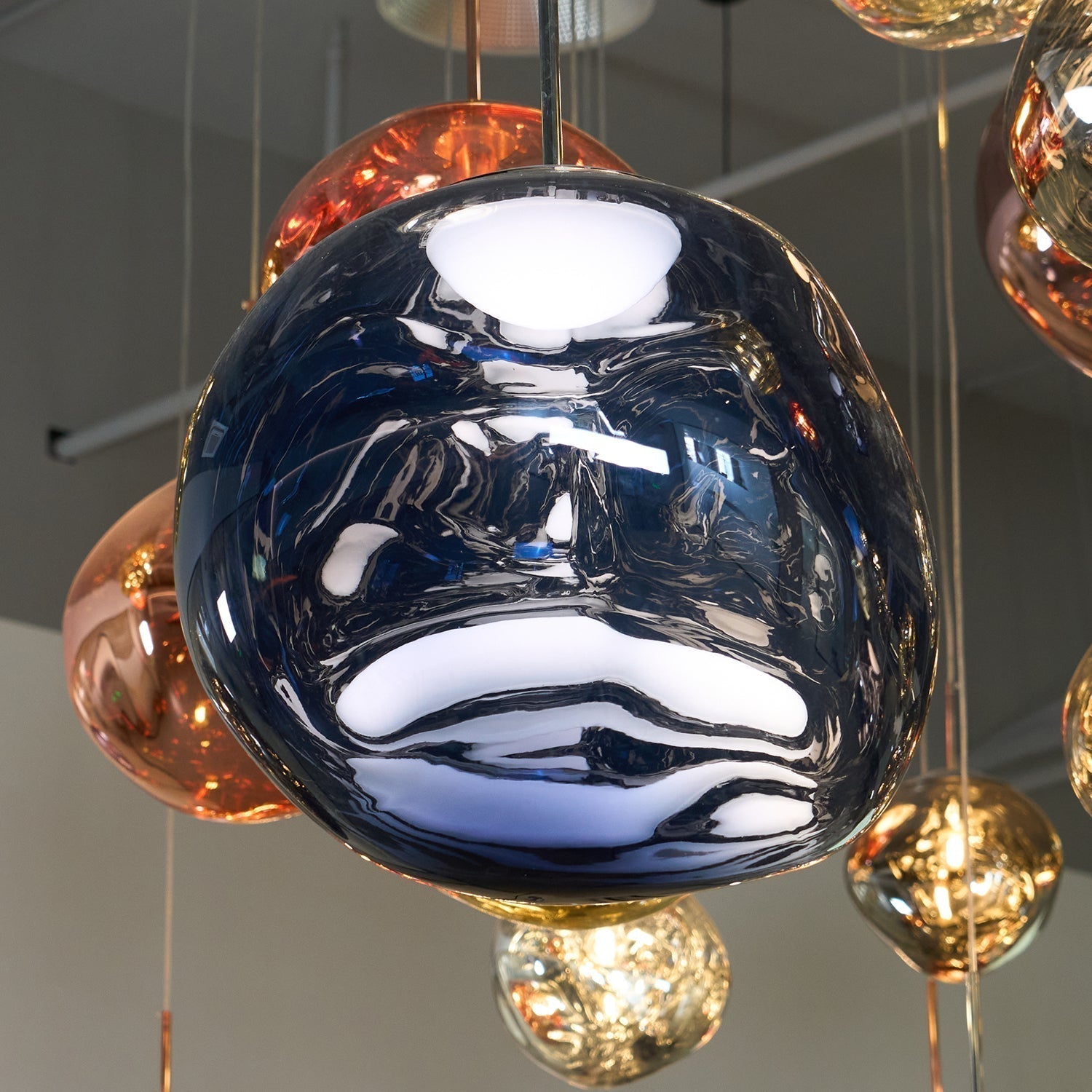 Solara Pendant Lamp Blown Glass Irregular Cluster Sculptural - Lamp Copper
