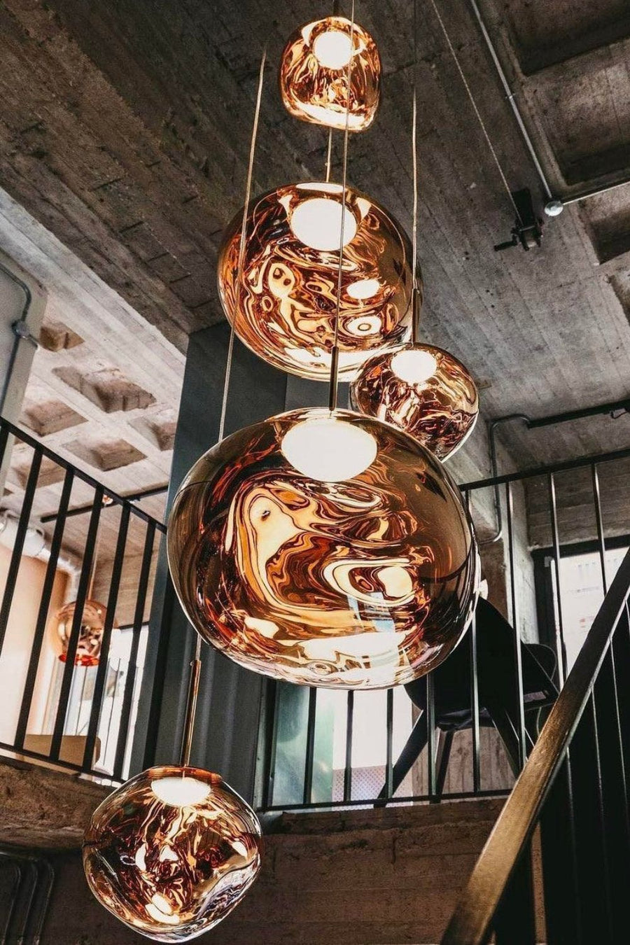 Solara Pendant Lamp Blown Glass Irregular Cluster Sculptural - Lamp Copper