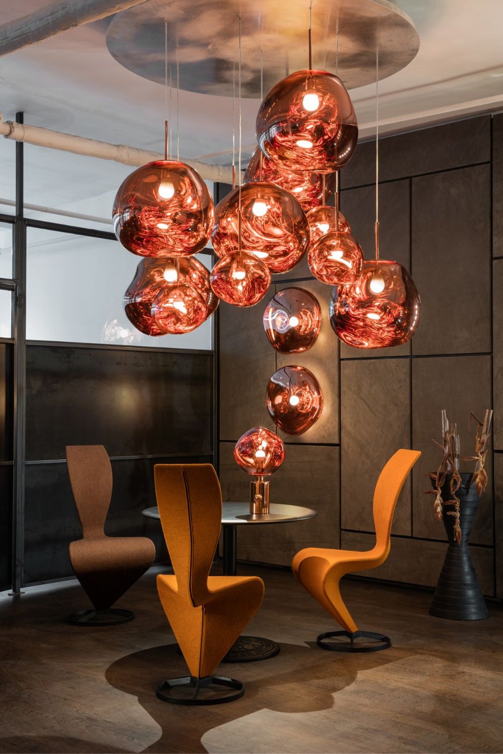 Solara Pendant Lamp Blown Glass Irregular Cluster Sculptural - Lamp Copper
