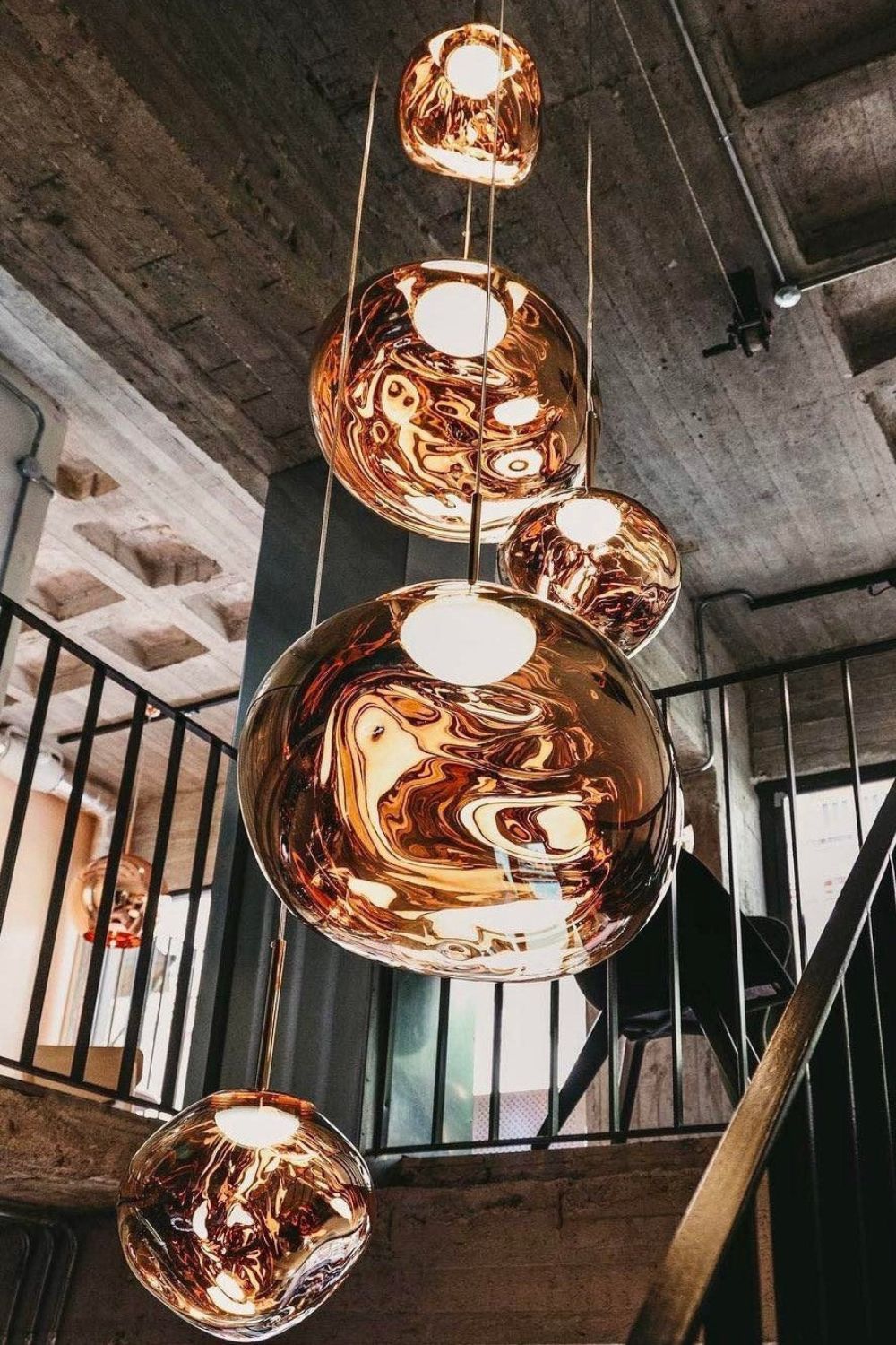 Solara Pendant Lamp Blown Glass Irregular Cluster Sculptural - Lamp Copper