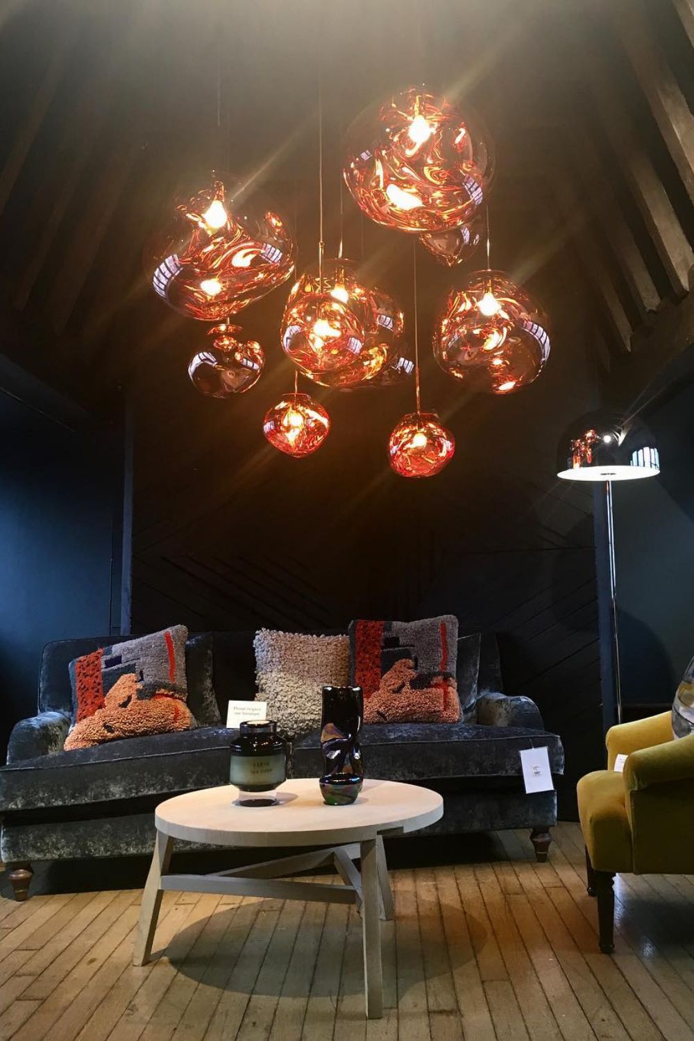 Solara Pendant Lamp Blown Glass Irregular Cluster Sculptural - Lamp Copper