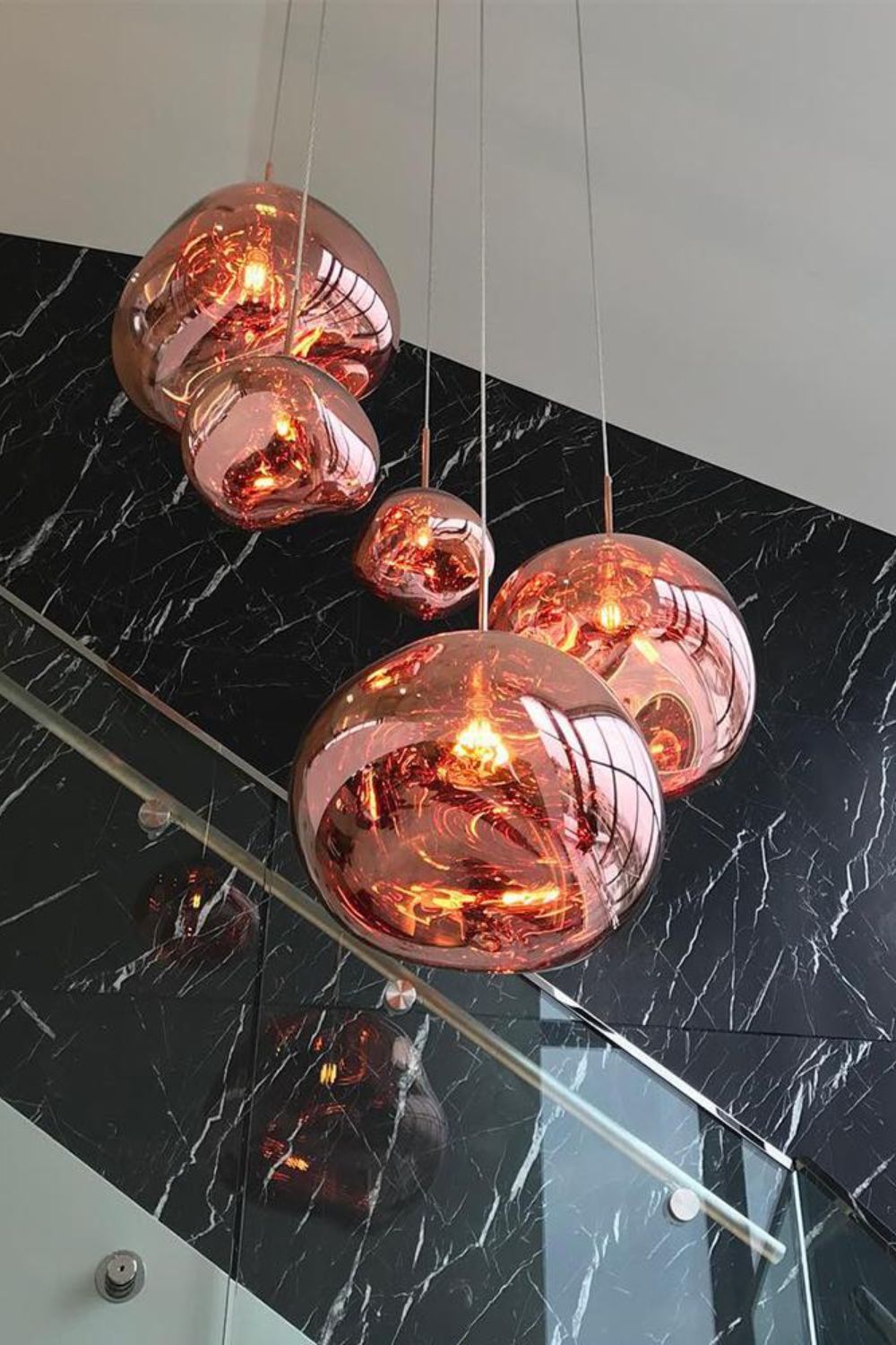 Solara Pendant Lamp Blown Glass Irregular Cluster Sculptural - Lamp Copper