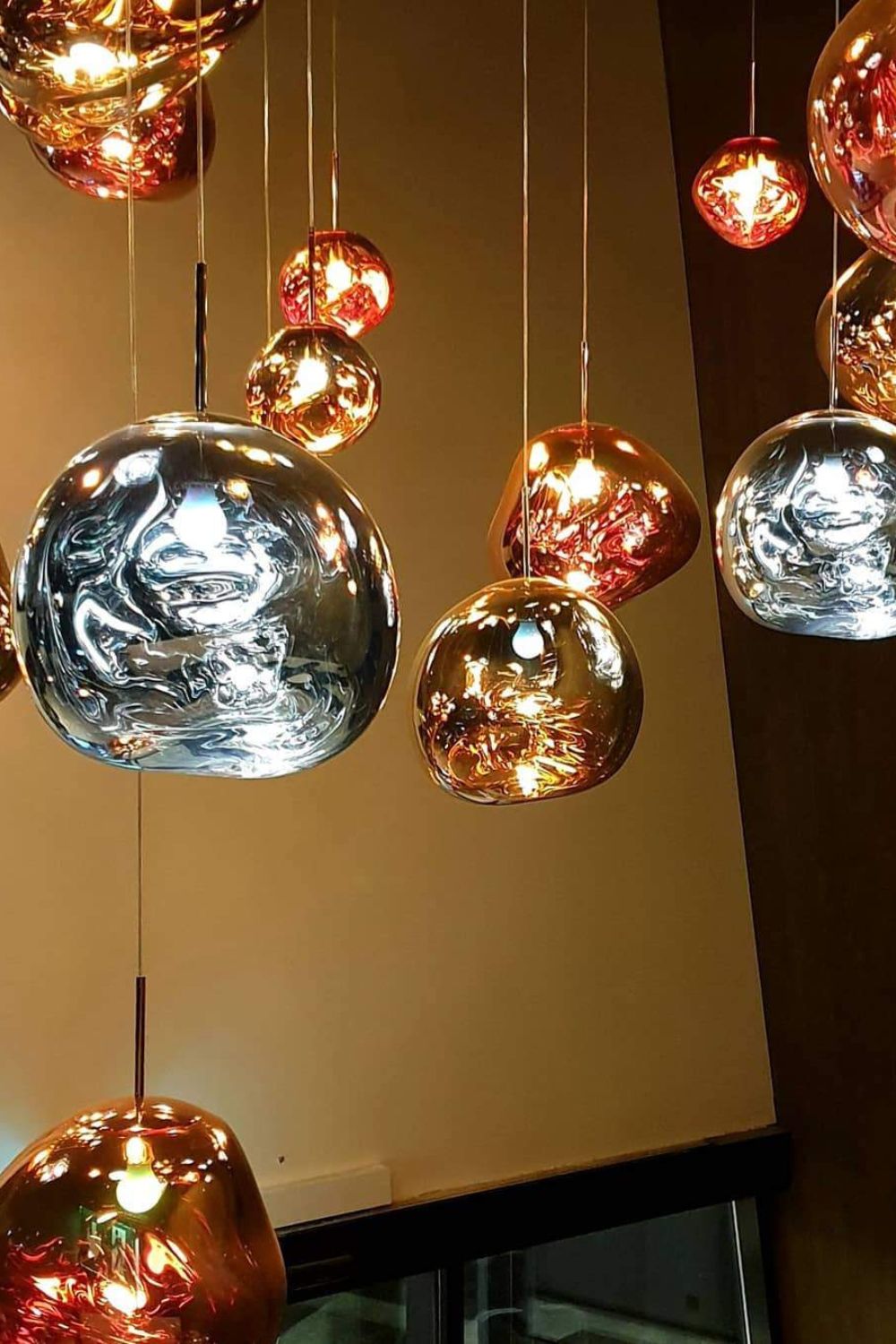 Solara Pendant Lamp Blown Glass Irregular Cluster Sculptural - Lamp Copper