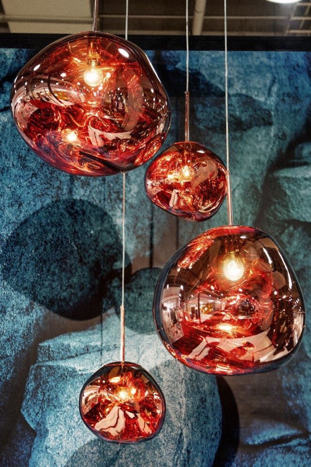 Solara Pendant Lamp Blown Glass Irregular Cluster Sculptural - Lamp Copper