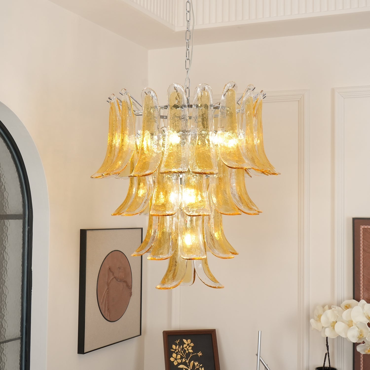 Kelly Murano Glass Chandeliers - Lamp Copper