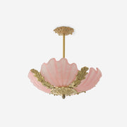 Pendant Lamp Pink Murano Shell with Brass Baroque - Lamp Copper