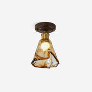 Velimo Amber Glass Flush Mount Light - Lamp Copper