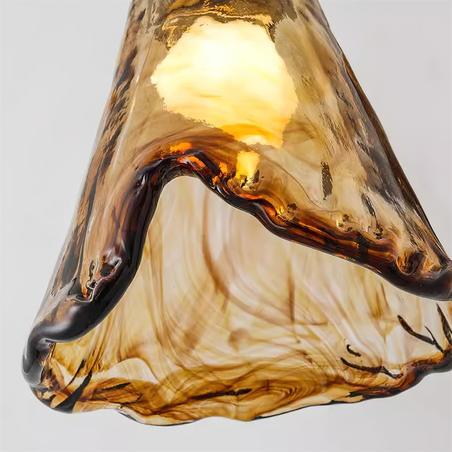 Velimo Amber Glass Flush Mount Light - Lamp Copper