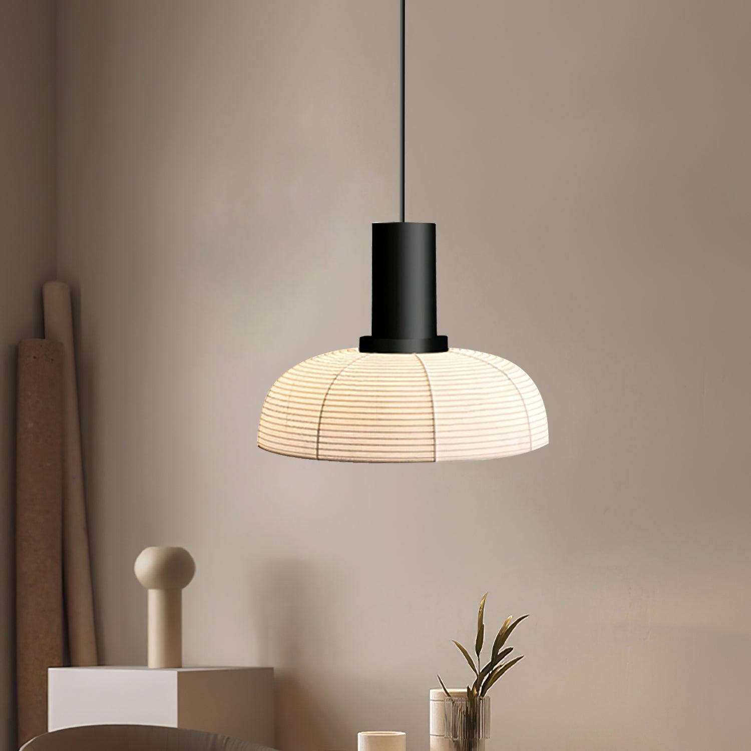 Pendant Lamp White Fabric Shade Black Cable Gentle Ambient Glow - Lamp Copper