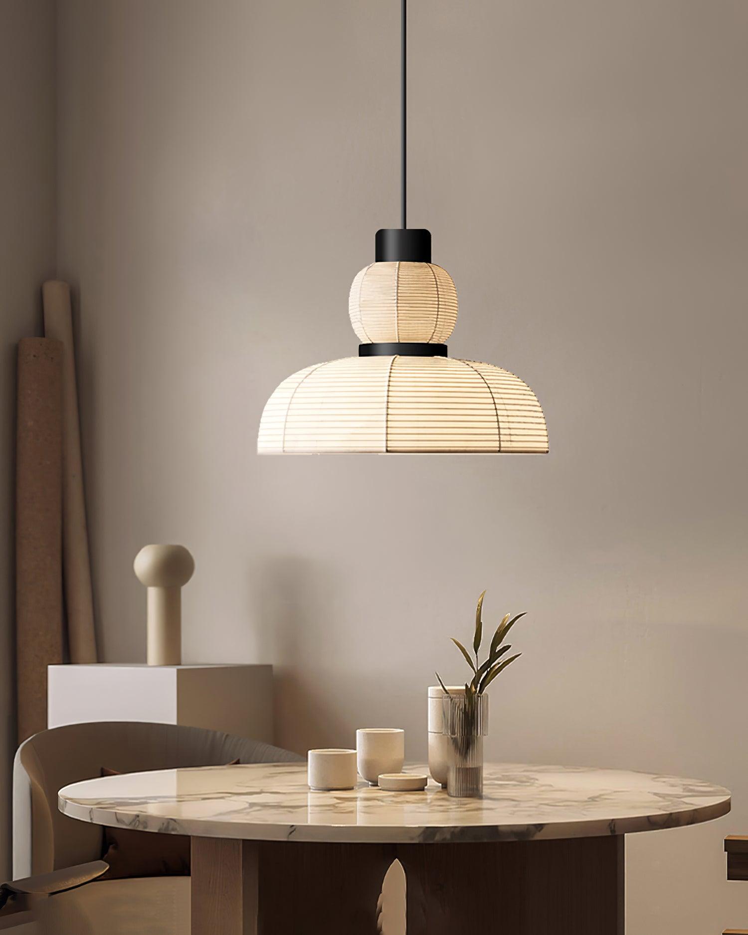 Pendant Lamp White Fabric Shade Black Cable Gentle Ambient Glow - Lamp Copper