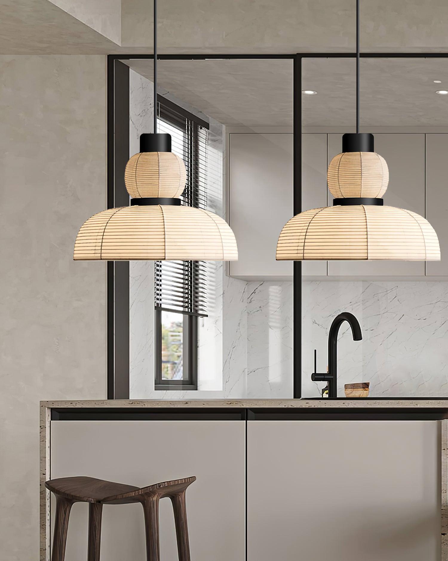Pendant Lamp White Fabric Shade Black Cable Gentle Ambient Glow - Lamp Copper