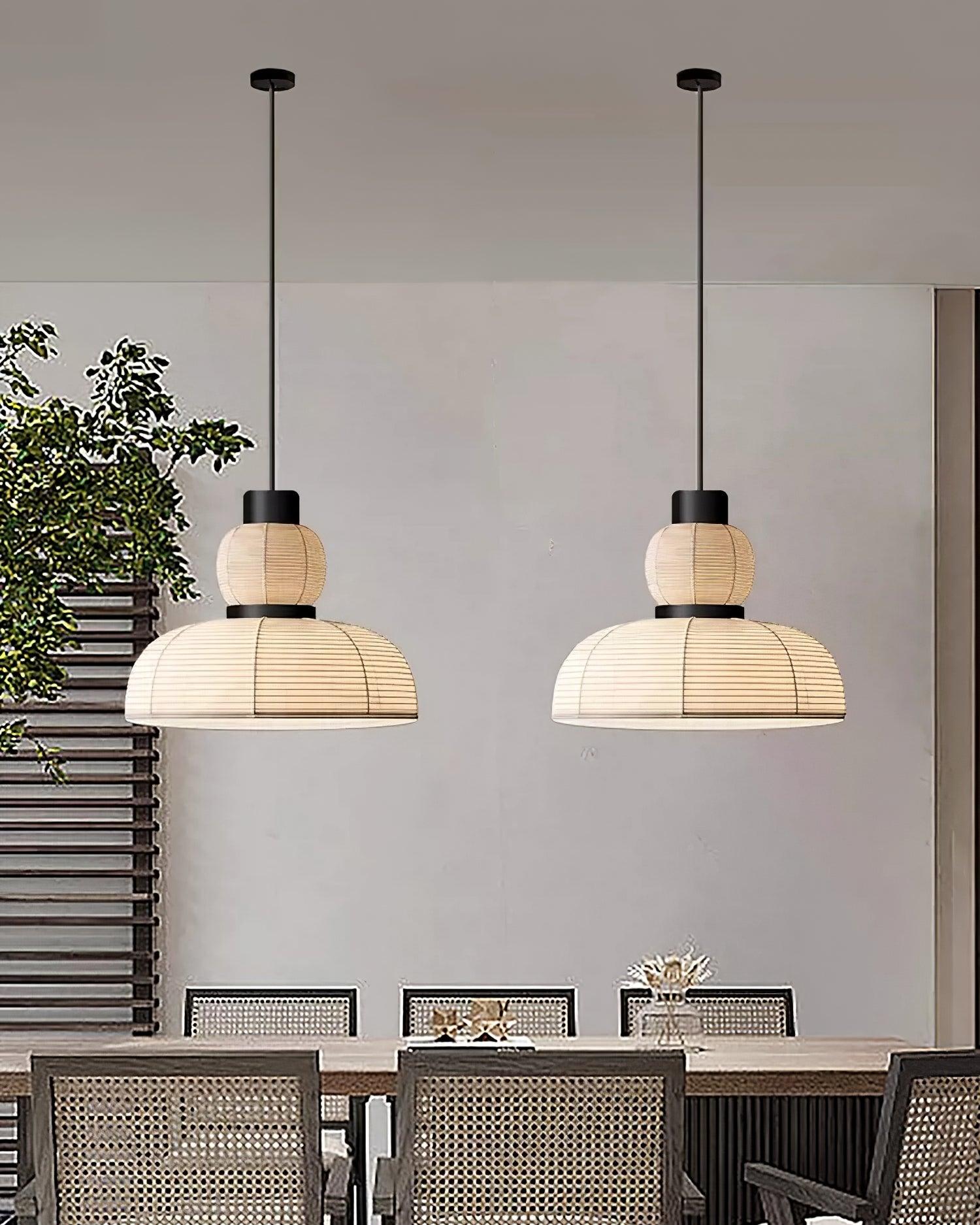 Pendant Lamp White Fabric Shade Black Cable Gentle Ambient Glow - Lamp Copper