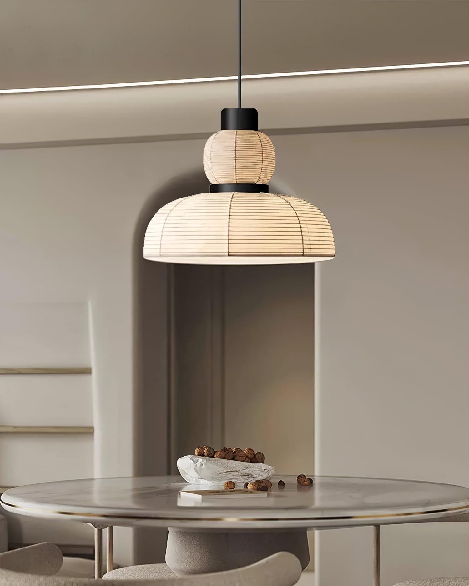 Pendant Lamp White Fabric Shade Black Cable Gentle Ambient Glow - Lamp Copper
