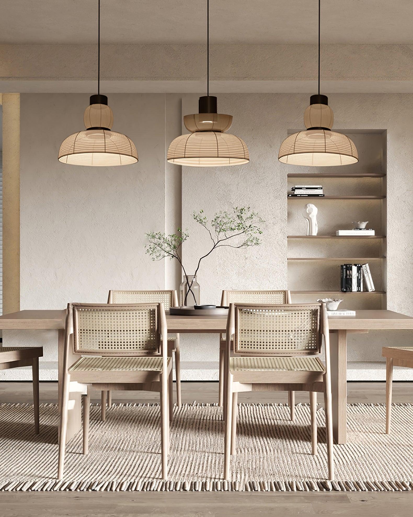 Pendant Lamp White Fabric Shade Black Cable Gentle Ambient Glow - Lamp Copper