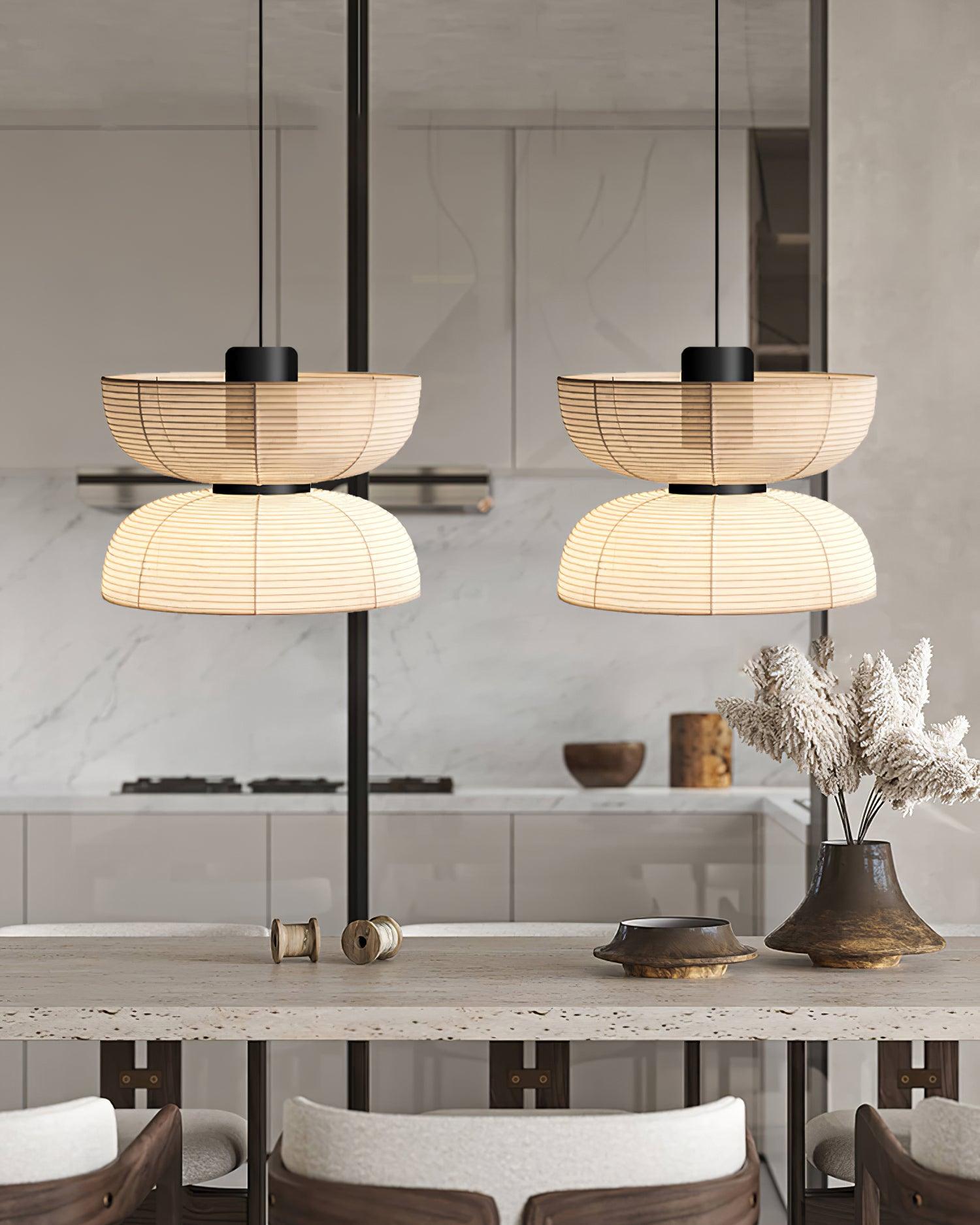 Pendant Lamp White Fabric Shade Black Cable Gentle Ambient Glow - Lamp Copper