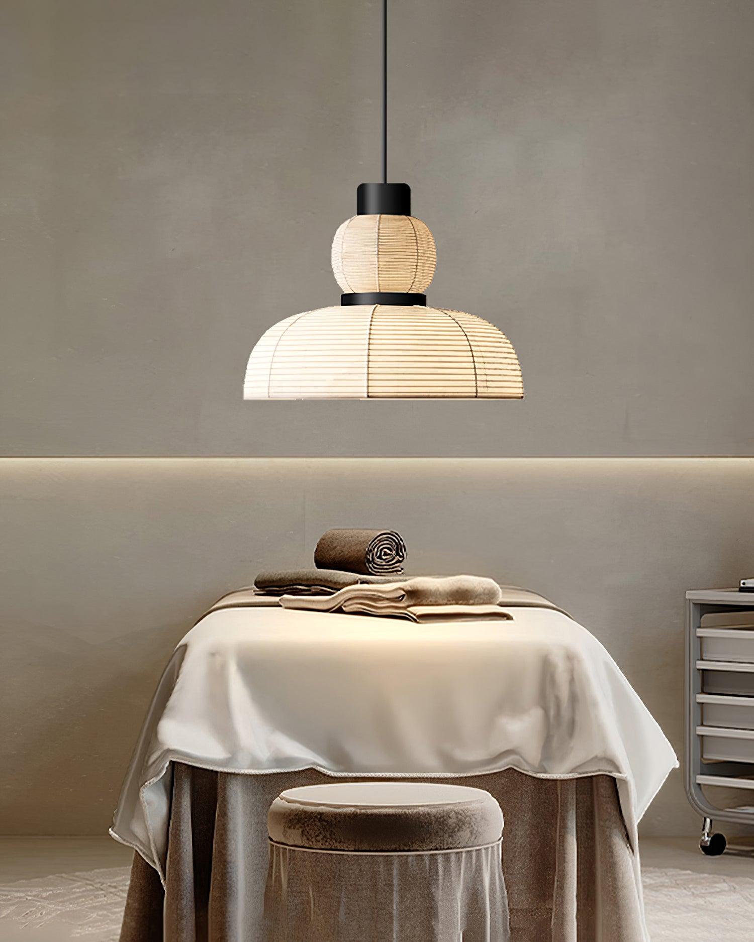 Pendant Lamp White Fabric Shade Black Cable Gentle Ambient Glow - Lamp Copper
