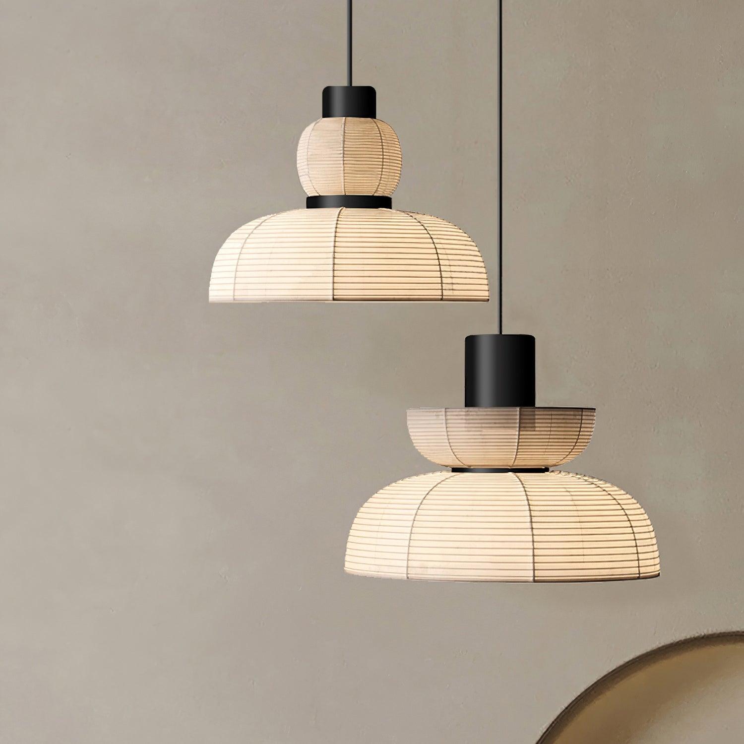 Pendant Lamp White Fabric Shade Black Cable Gentle Ambient Glow - Lamp Copper