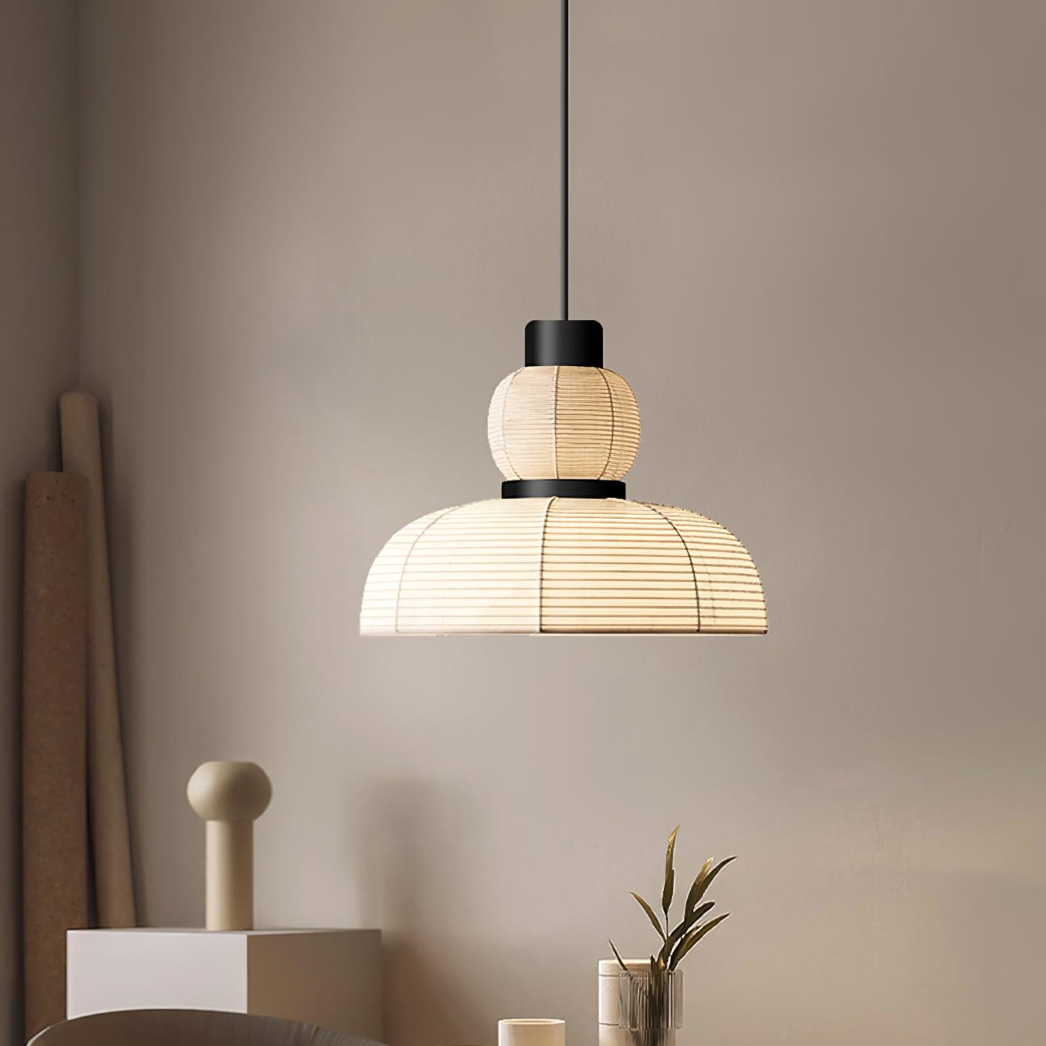 Pendant Lamp White Fabric Shade Black Cable Gentle Ambient Glow - Lamp Copper