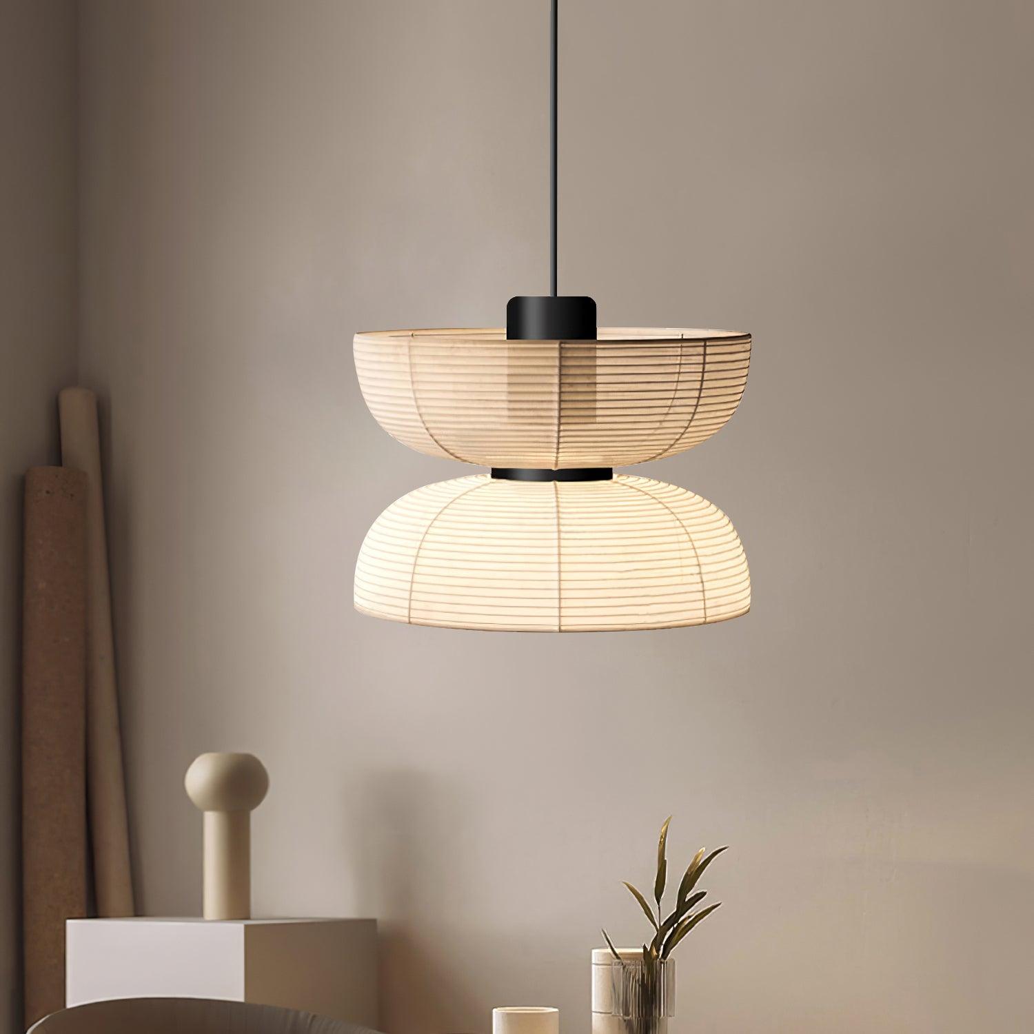 Pendant Lamp White Fabric Shade Black Cable Gentle Ambient Glow - Lamp Copper
