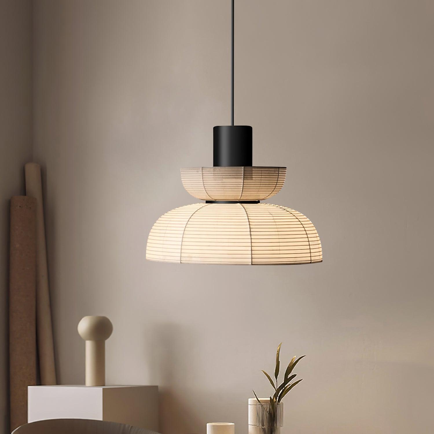 Pendant Lamp White Fabric Shade Black Cable Gentle Ambient Glow - Lamp Copper