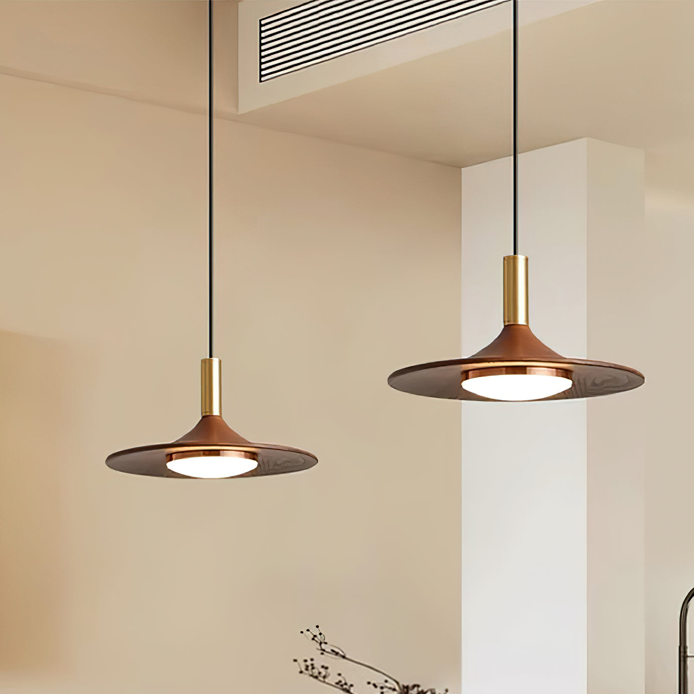 Pend­­ant Light Hat Shape Midcentury - Lamp Copper