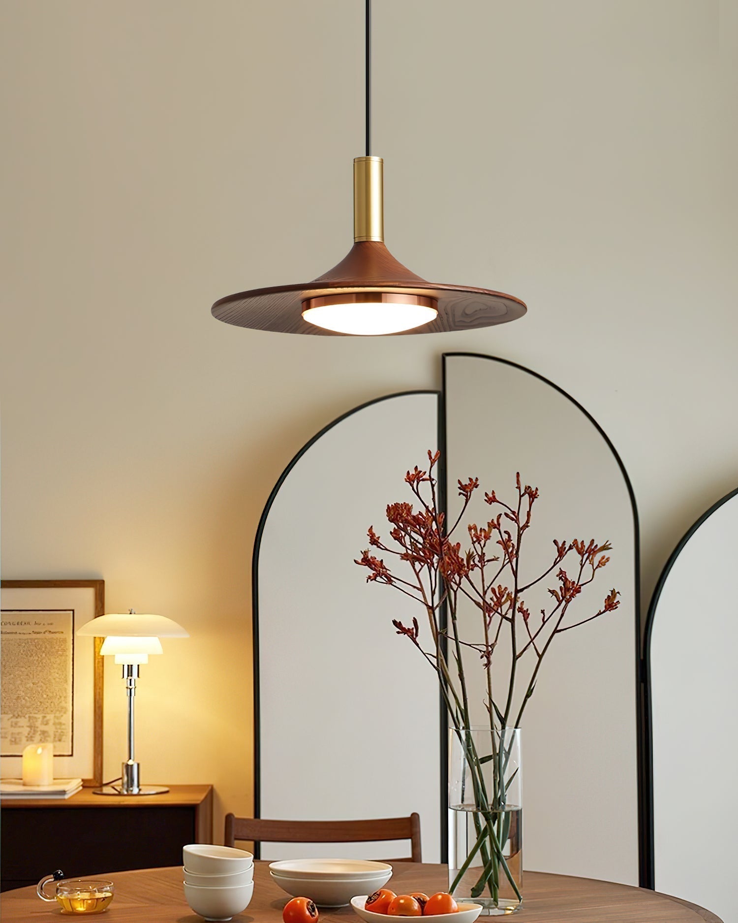 Pend­­ant Light Hat Shape Midcentury - Lamp Copper