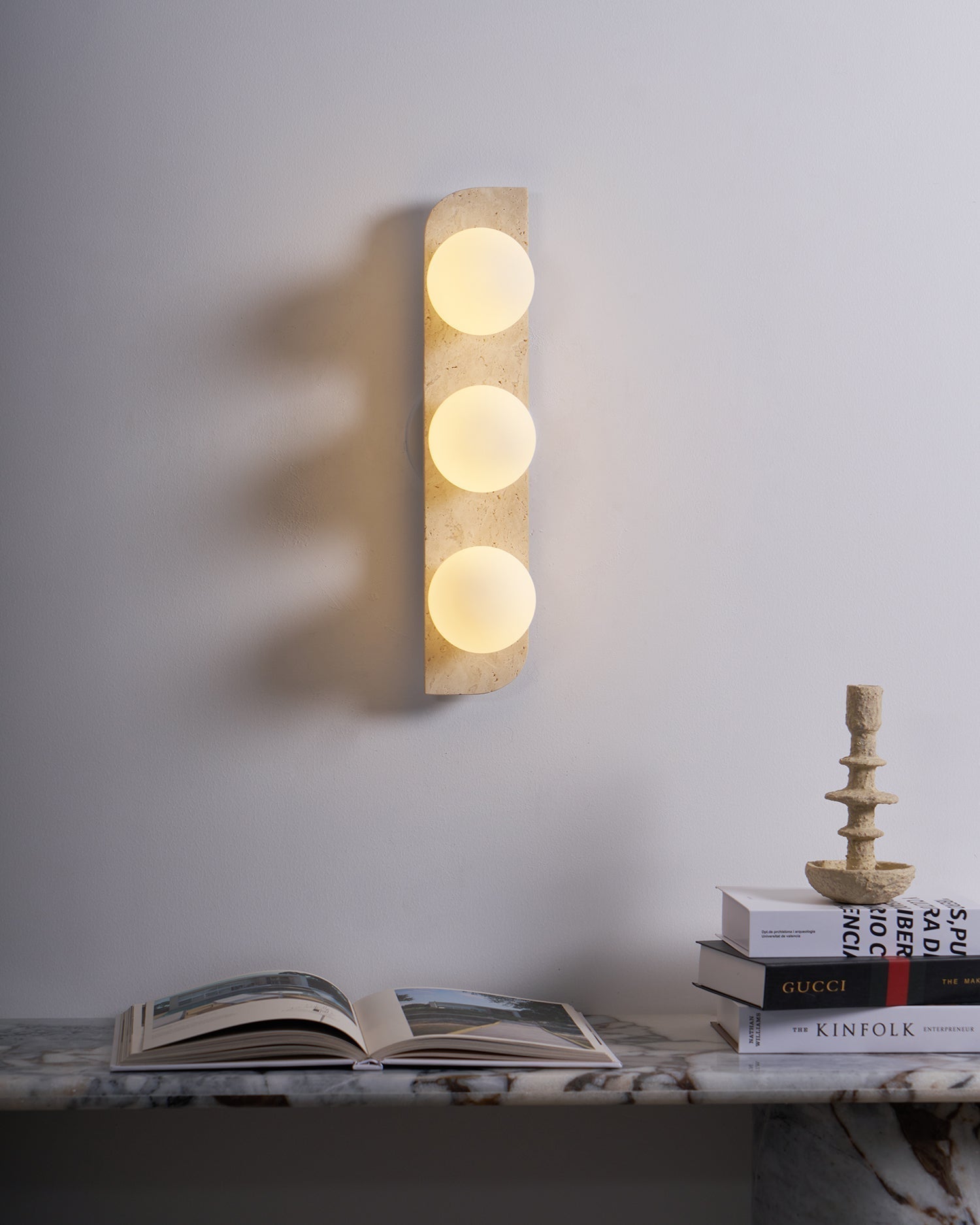 Ritta Travertine Wall Lamp - Lamp Copper