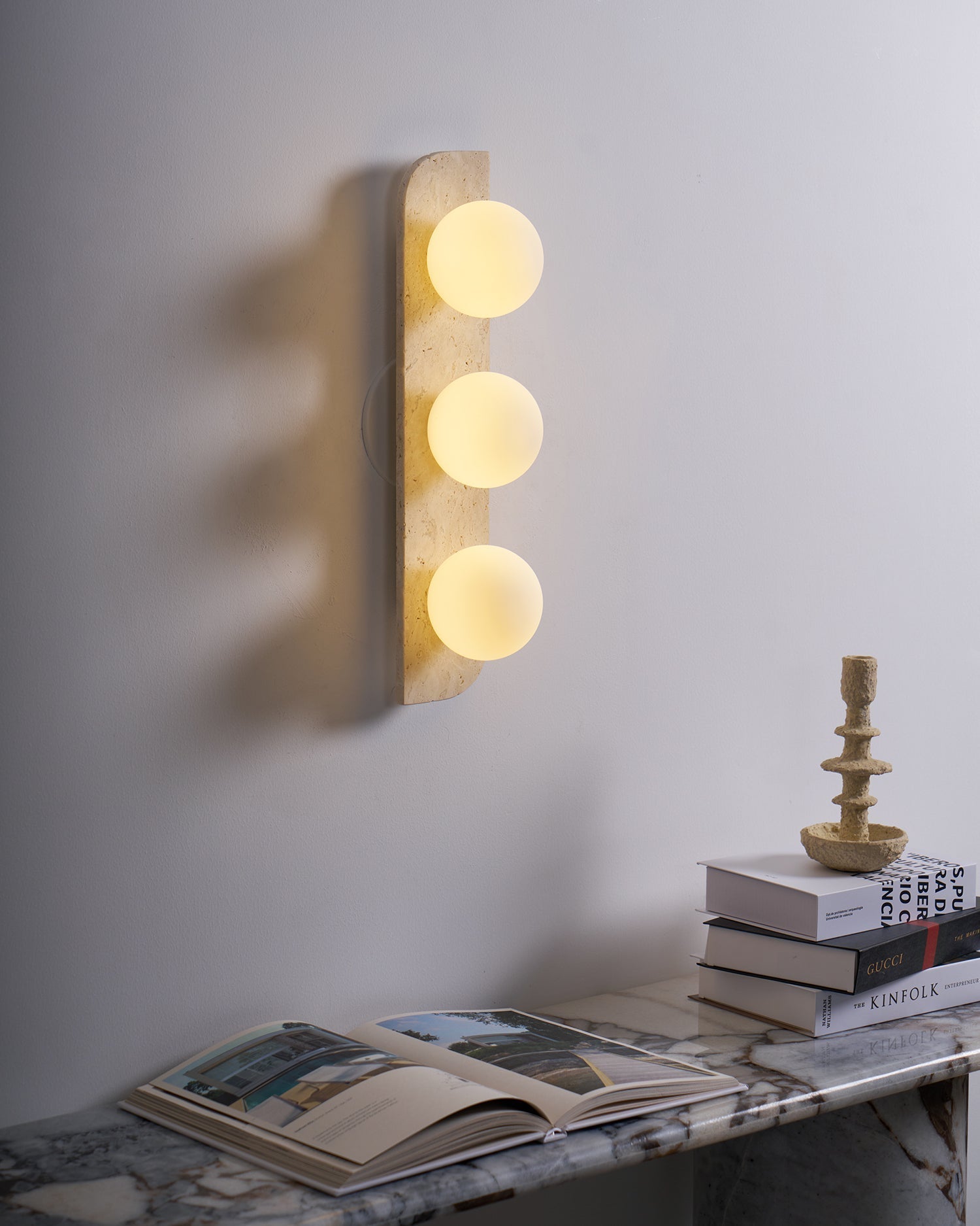 Ritta Travertine Wall Lamp - Lamp Copper