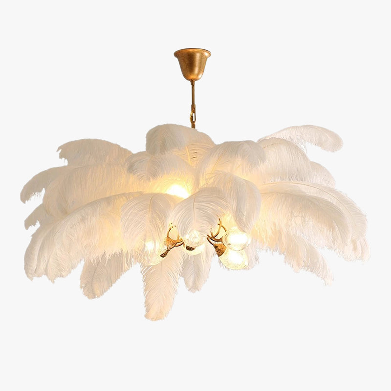 O'Moore Nordic Luxury Pendant Light, Brass/Feather - Lamp Copper