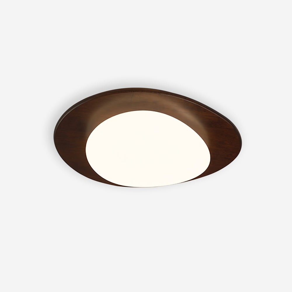 Ceiling Light Wood and Acrylic Oval Shade Minimalist Natural - Lamp Copper
