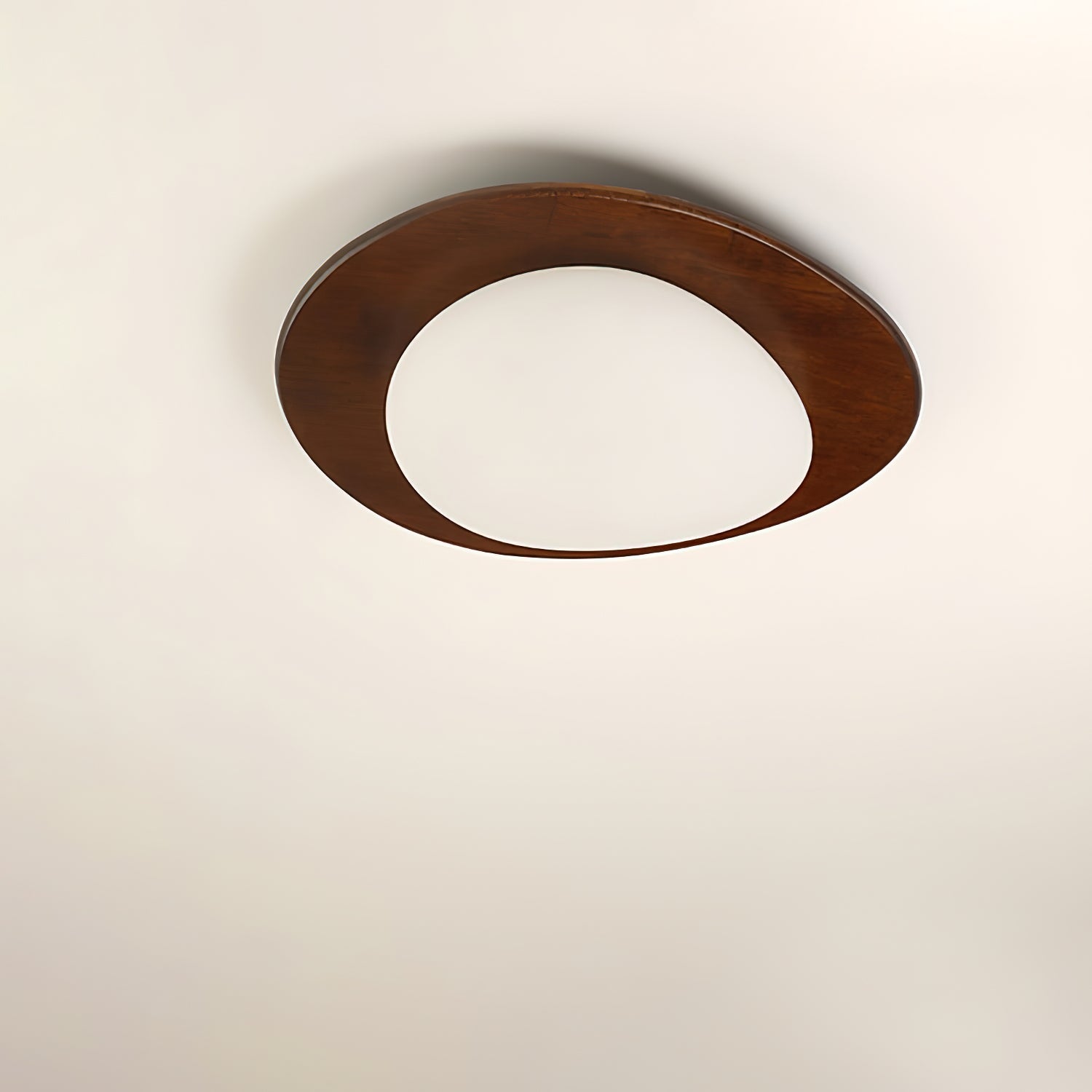 Ceiling Light Wood and Acrylic Oval Shade Minimalist Natural - Lamp Copper