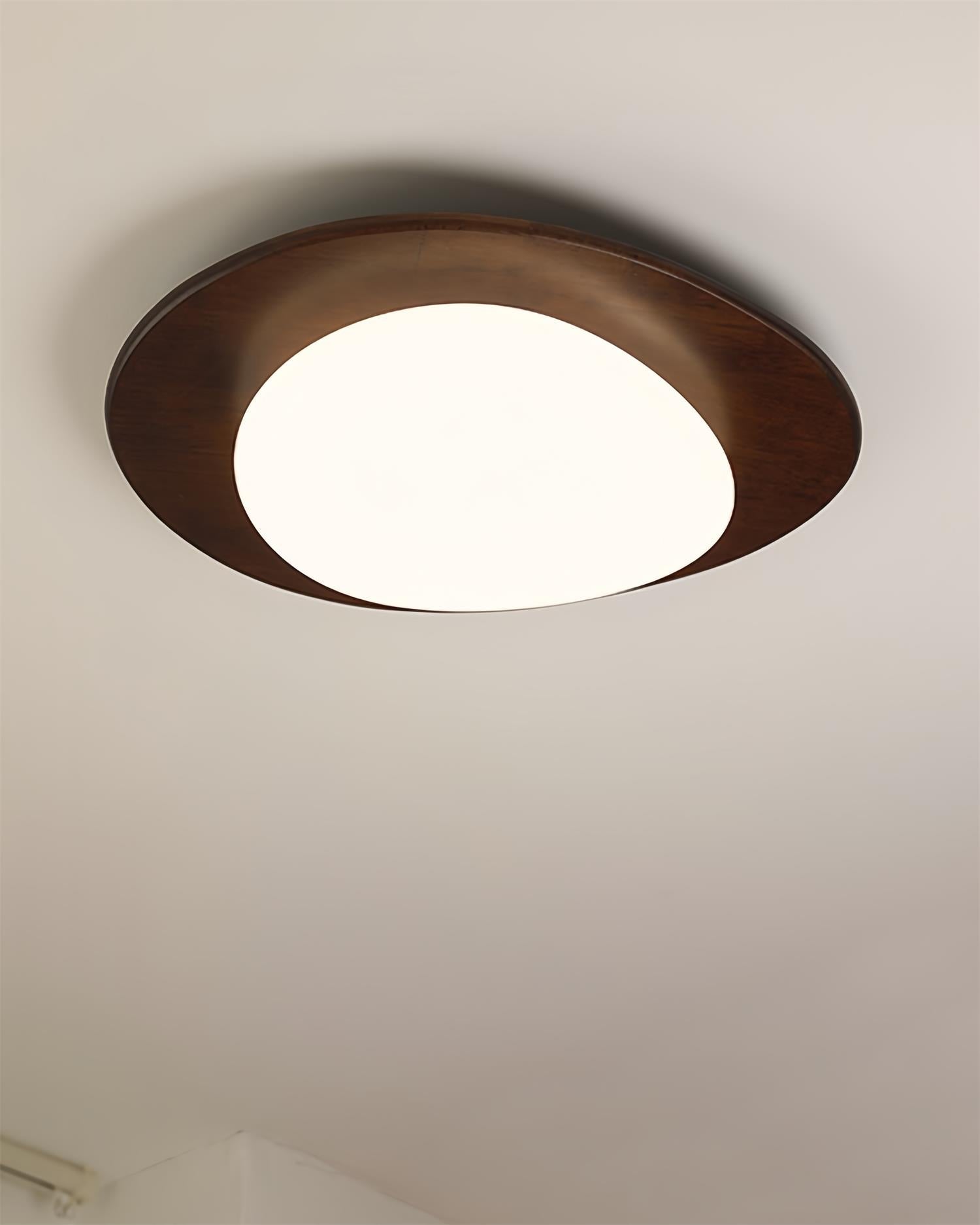 Ceiling Light Wood and Acrylic Oval Shade Minimalist Natural - Lamp Copper