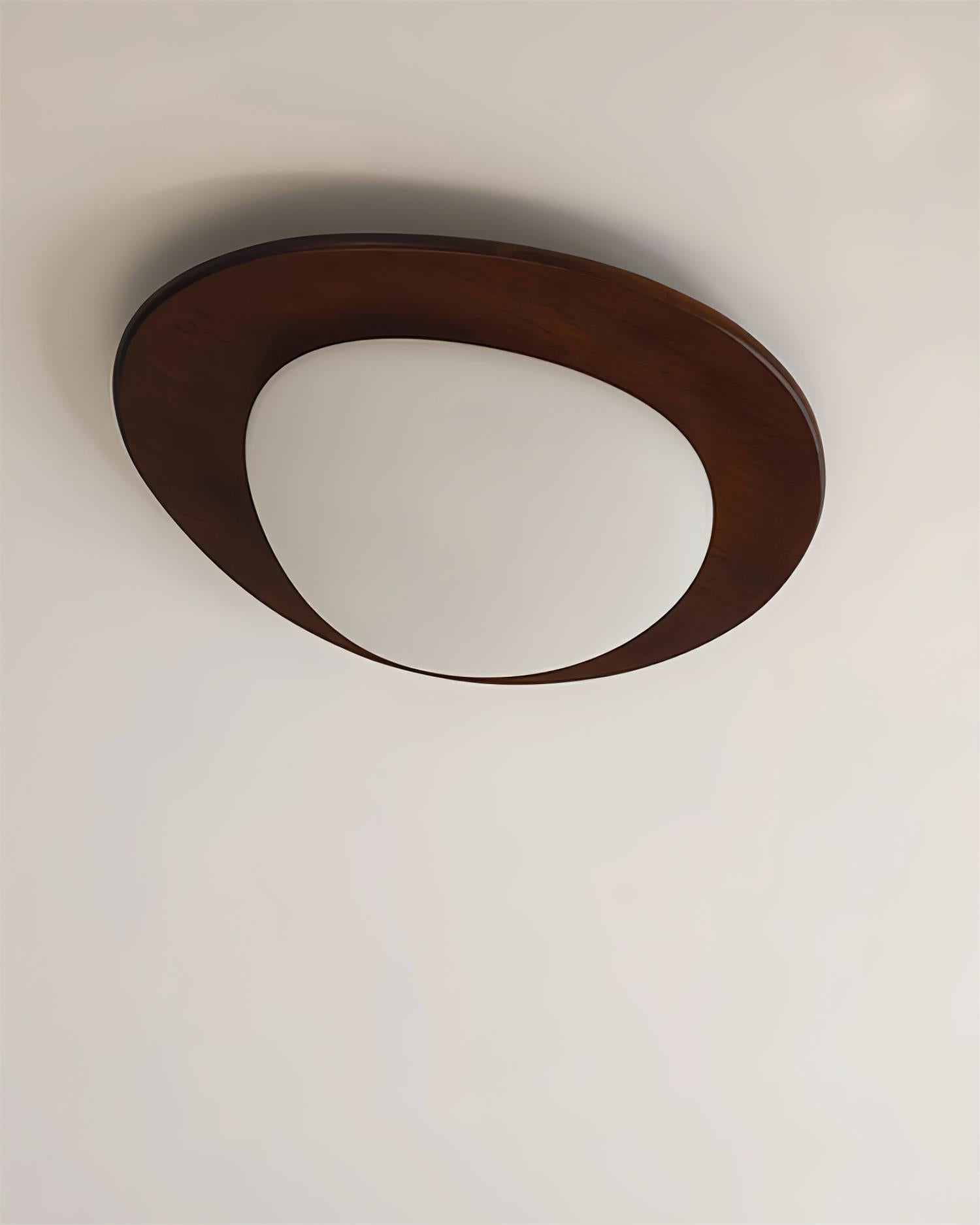 Ceiling Light Wood and Acrylic Oval Shade Minimalist Natural - Lamp Copper