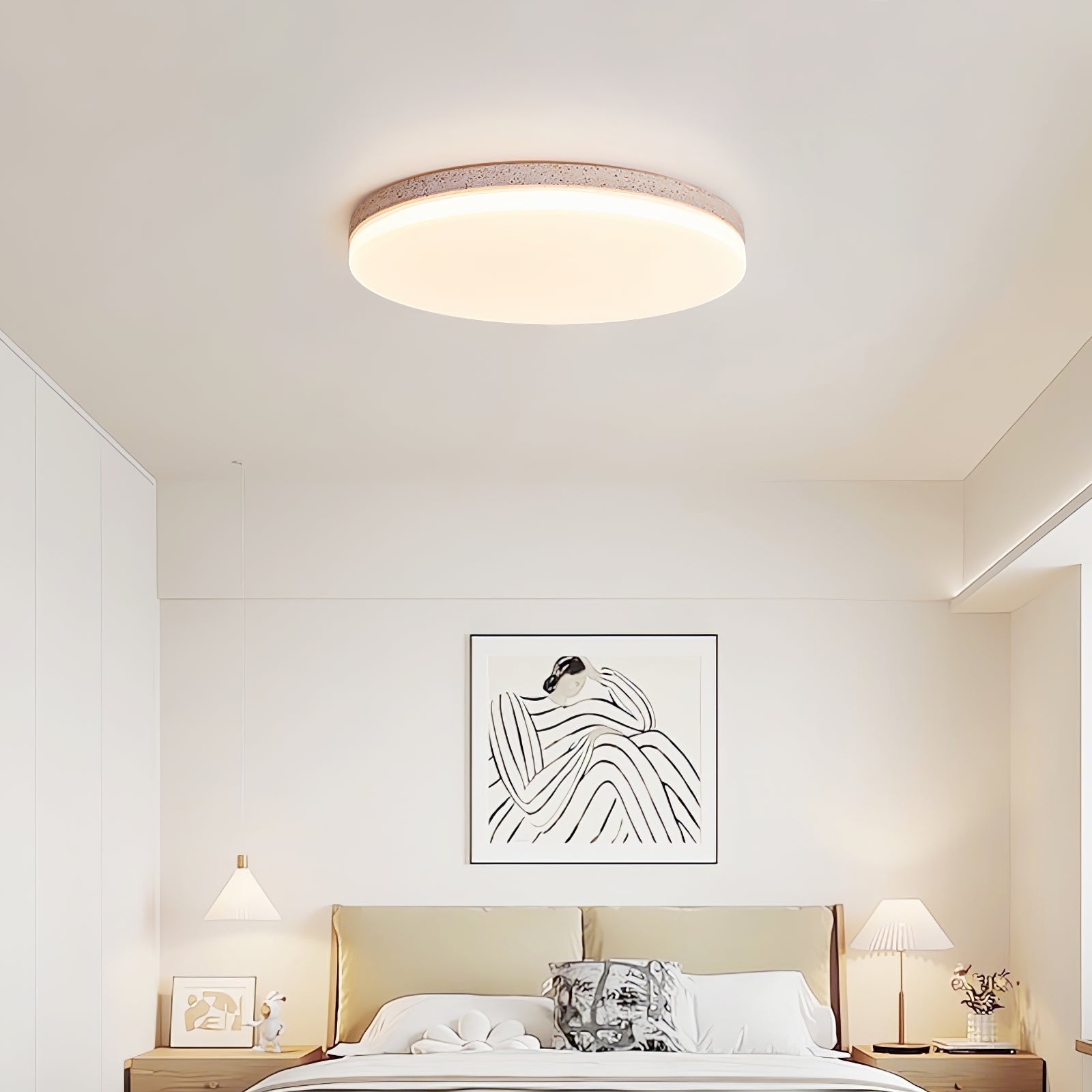 Orla Travertine Ceiling Light - Lamp Copper